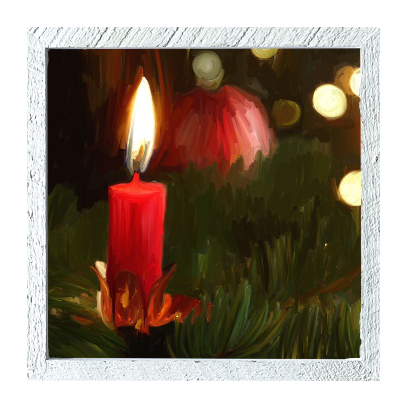 Candle in Christmas Tree - Framed art