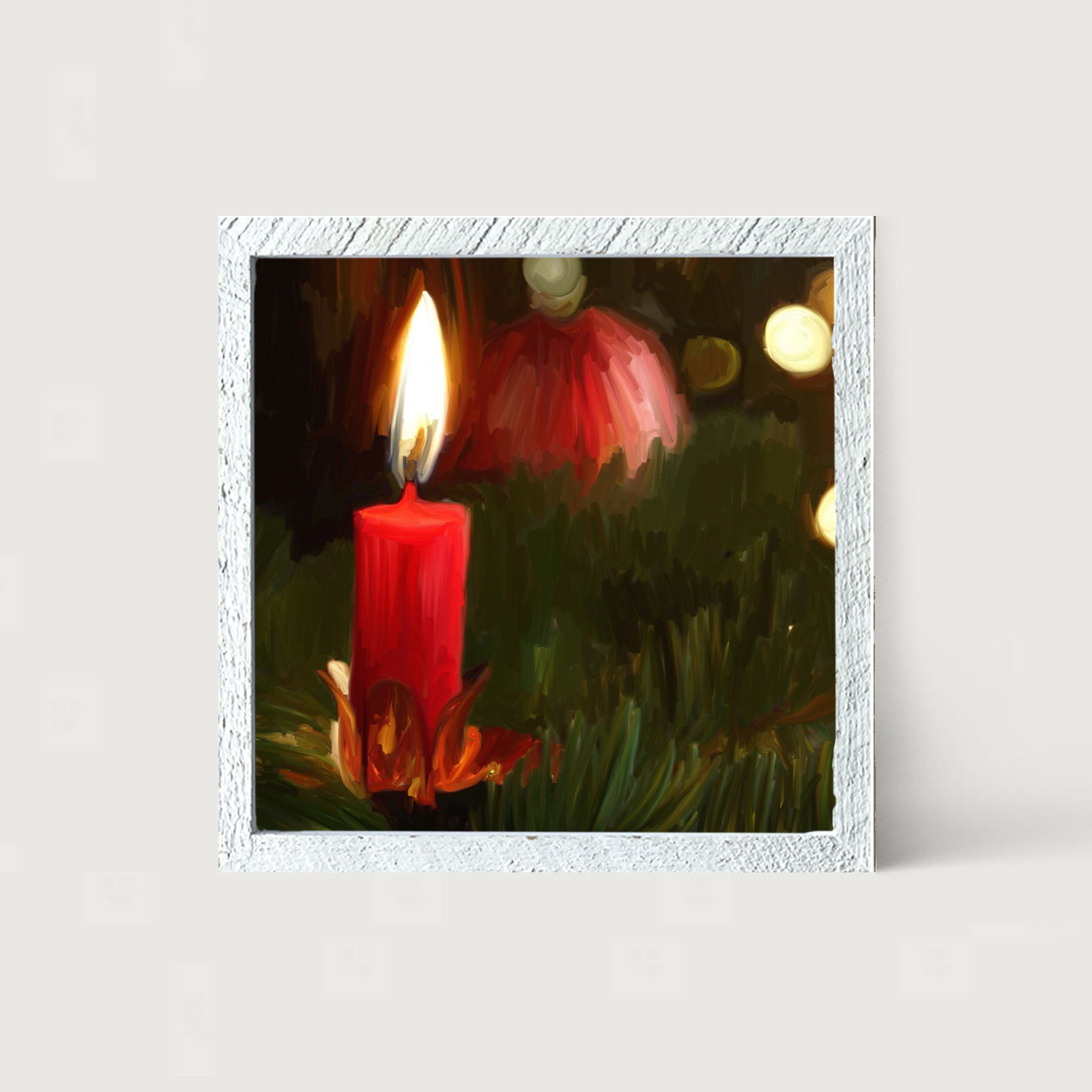 Candle in Christmas Tree - Framed art