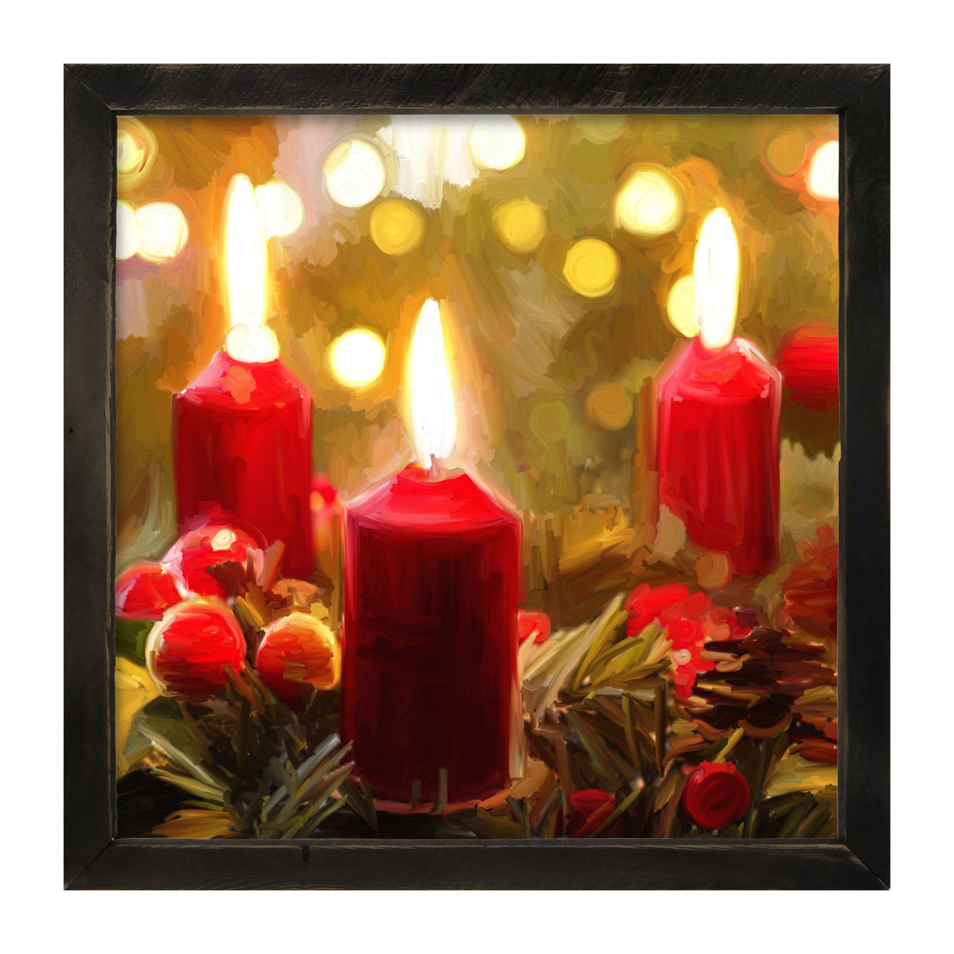 Trio of Christmas Candles - Framed art