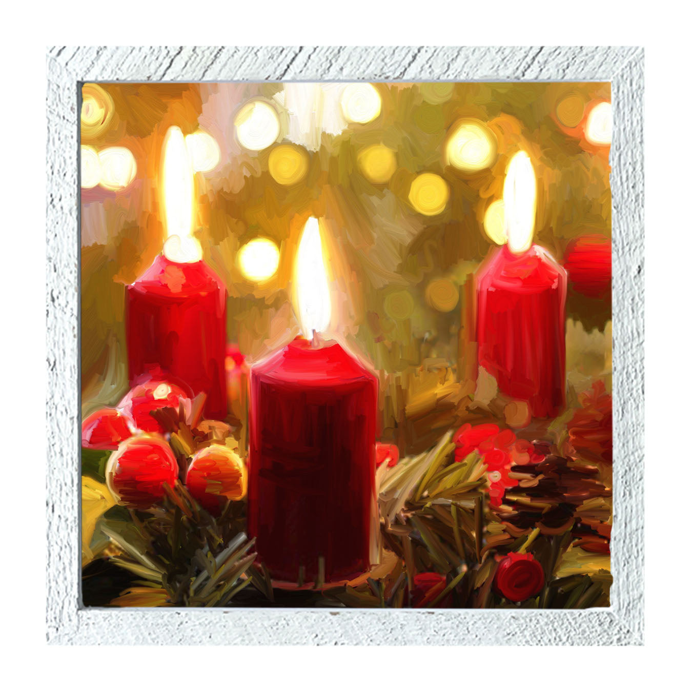 Trio of Christmas Candles - Framed art