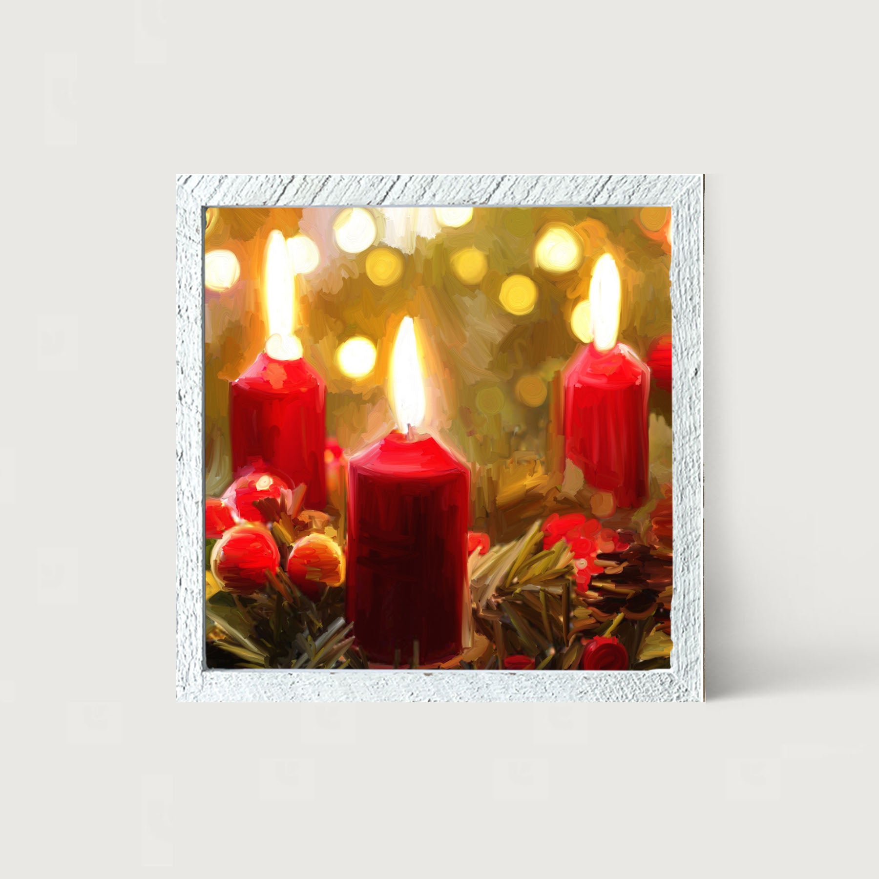Trio of Christmas Candles - Framed art