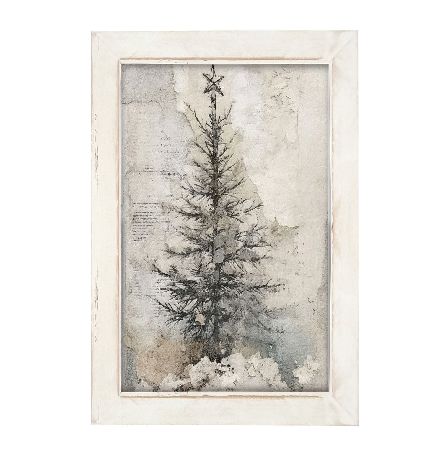 Paper-style Christmas Tree 5 - Framed art