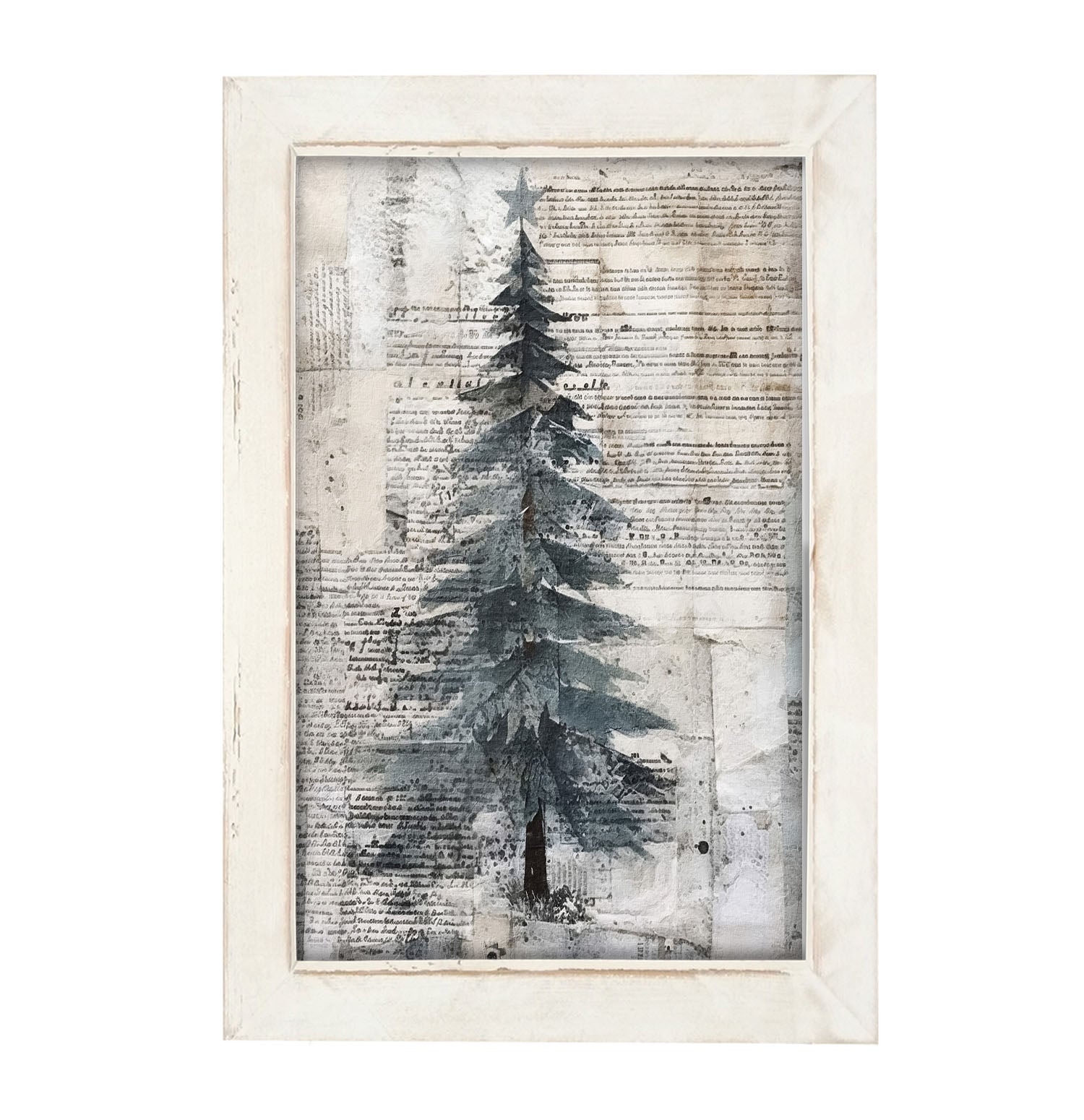 Paper-style Christmas Tree 6 - Framed art