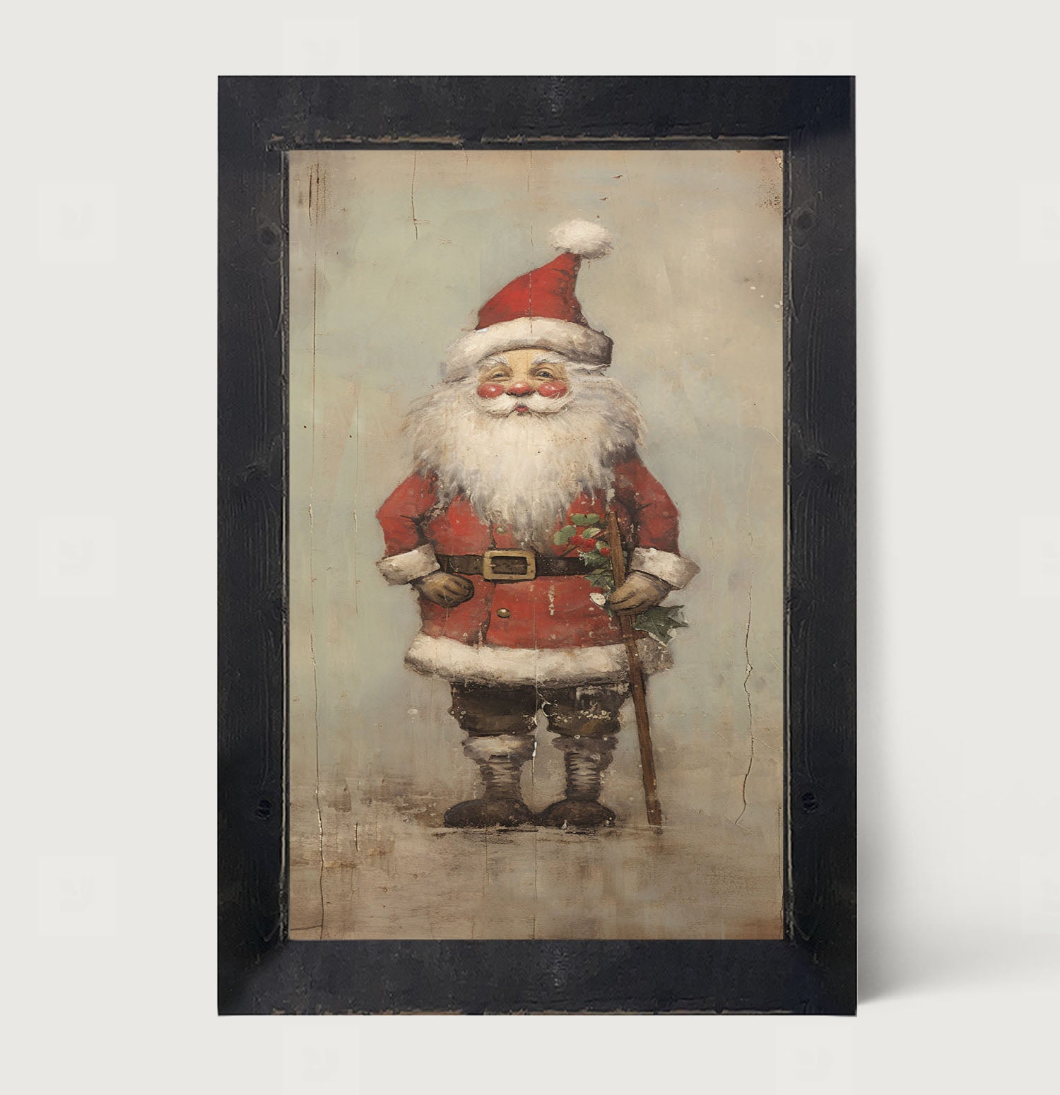 Rustic Smiling Santa - Framed art