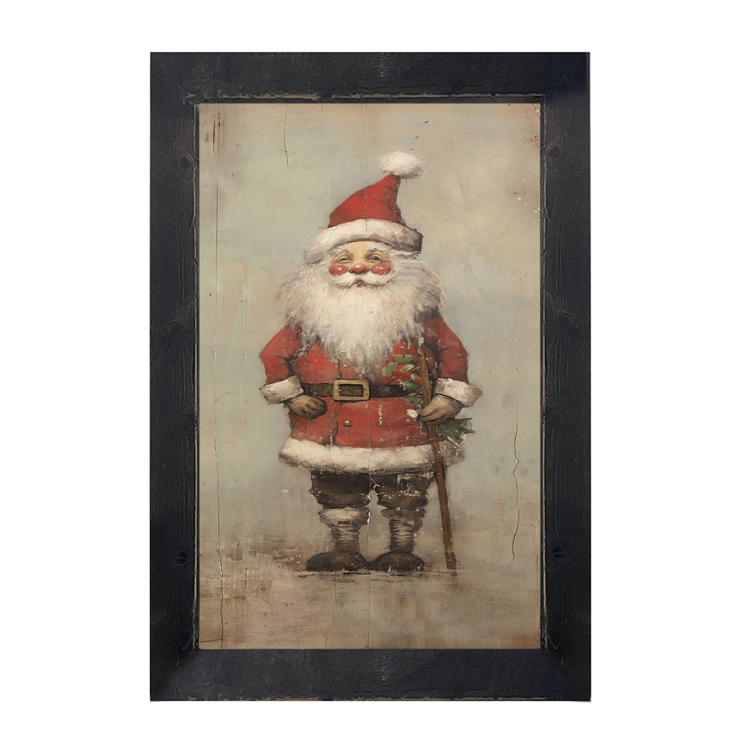 Rustic Smiling Santa - Framed art