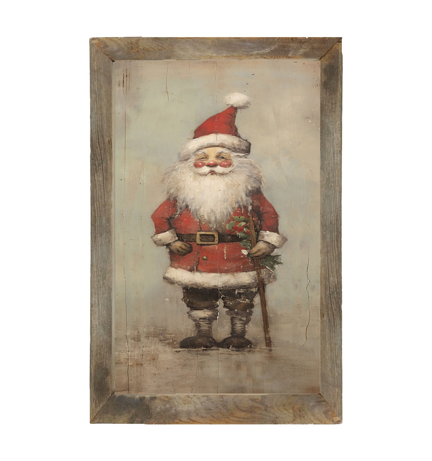 Rustic Smiling Santa - Framed art