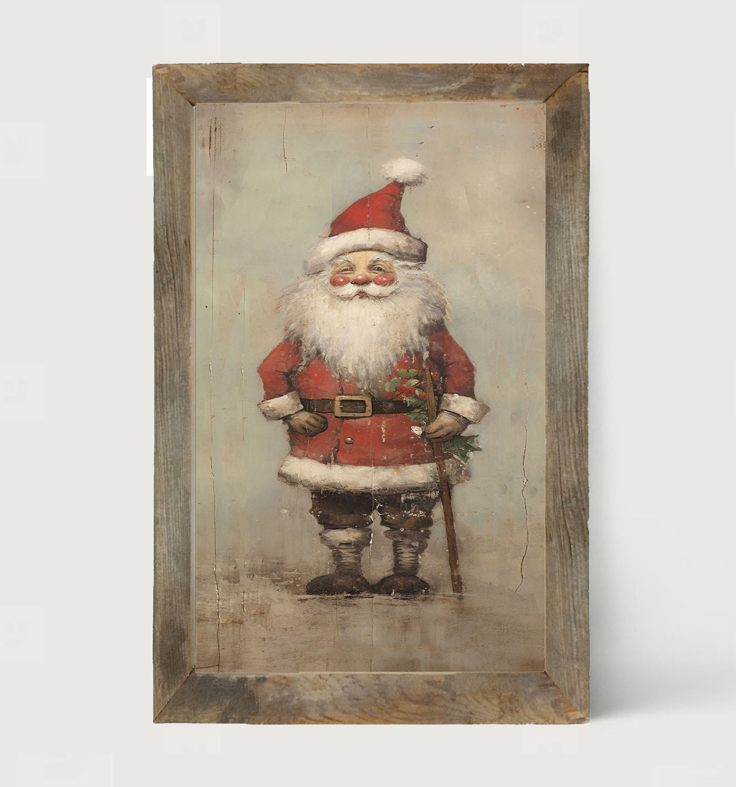 Rustic Smiling Santa - Framed art