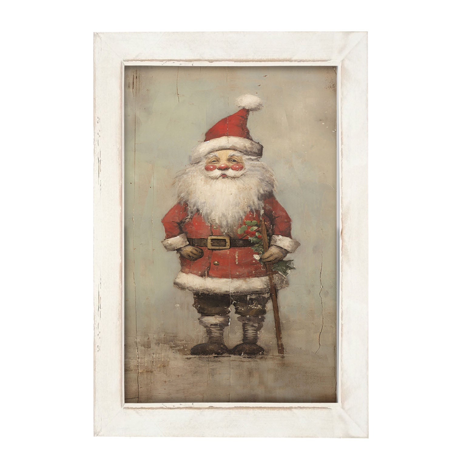 Rustic Smiling Santa - Framed art