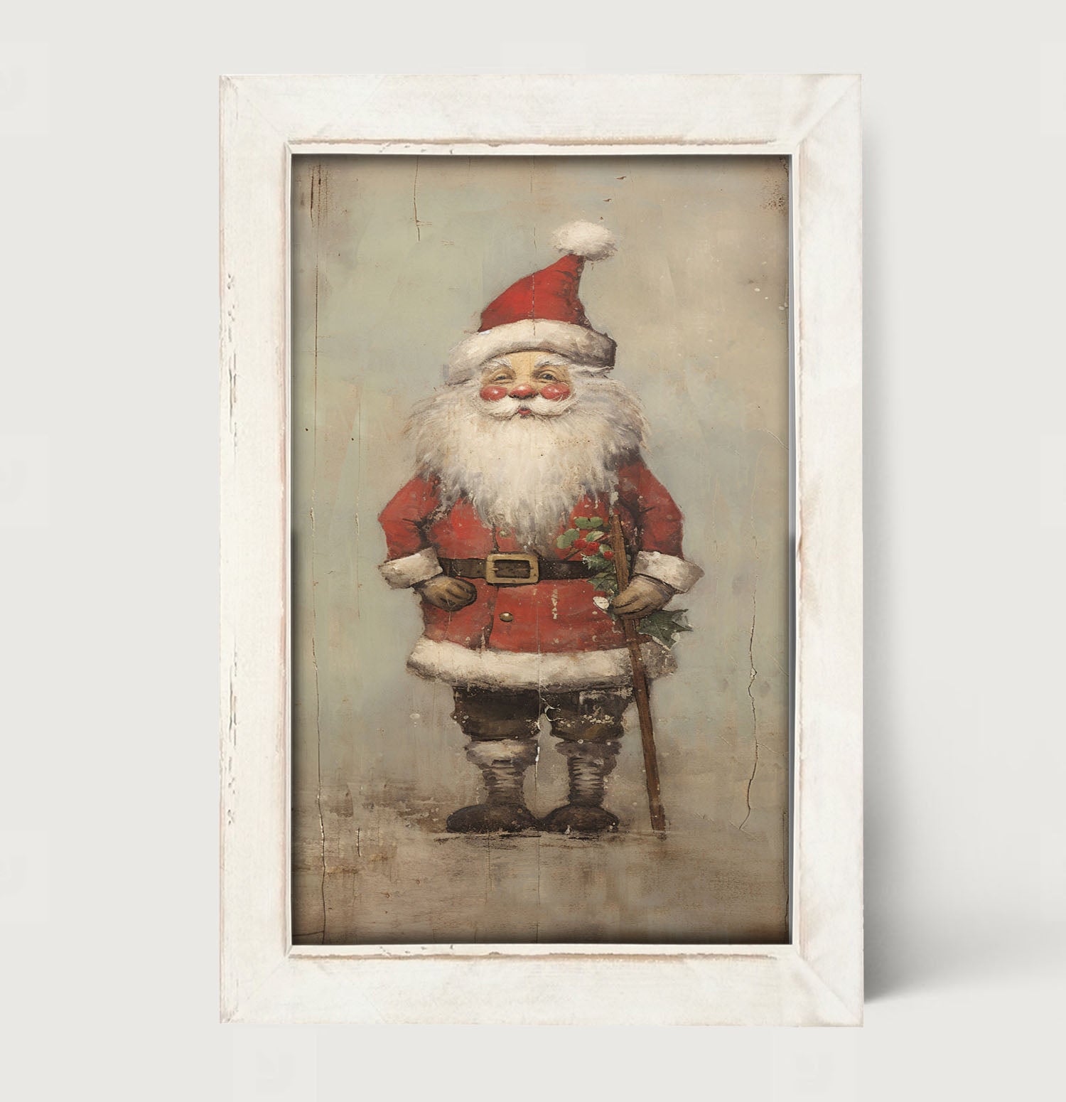 Rustic Smiling Santa - Framed art