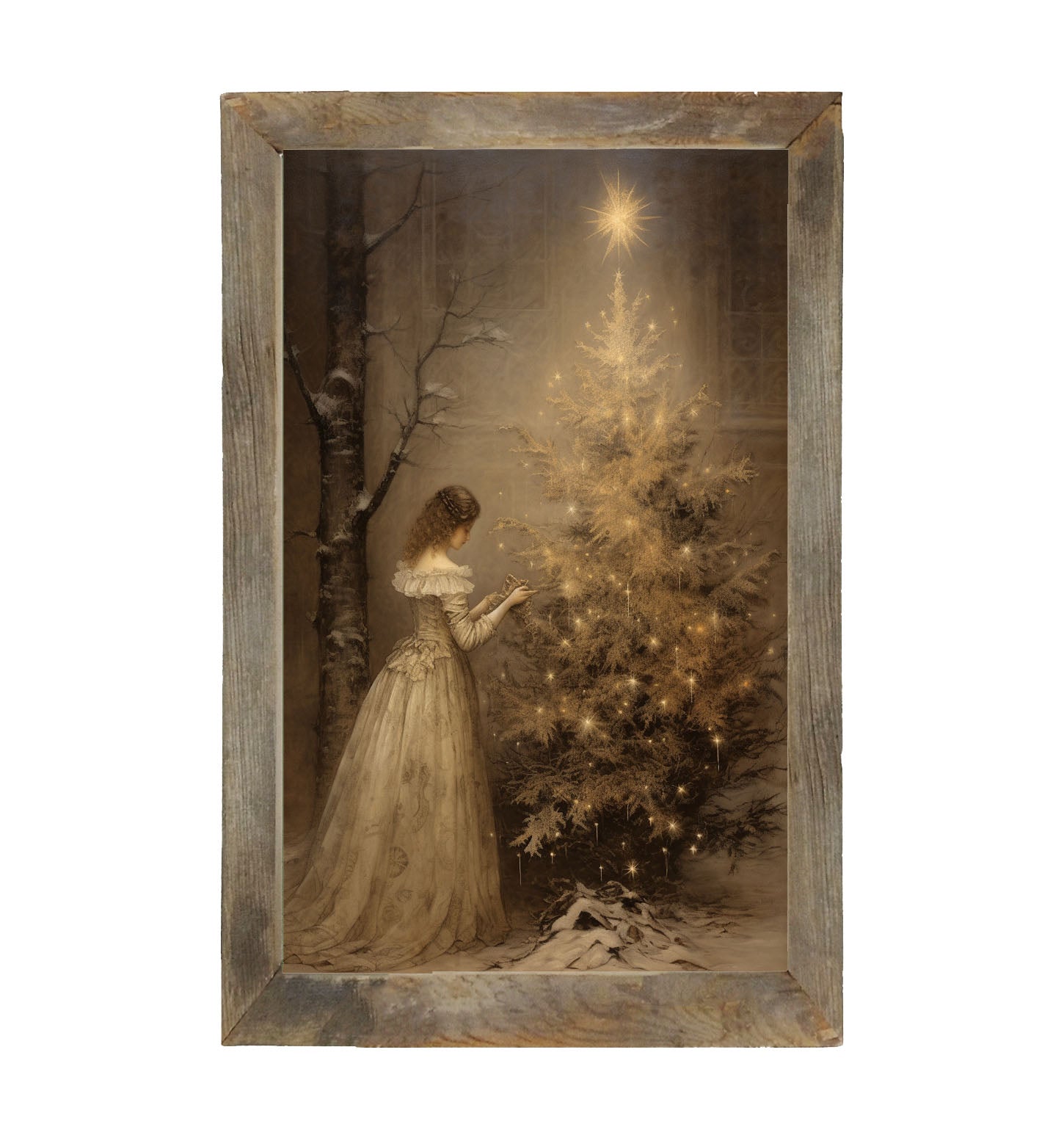 Victoria with Christmas Tree - Framed Art
