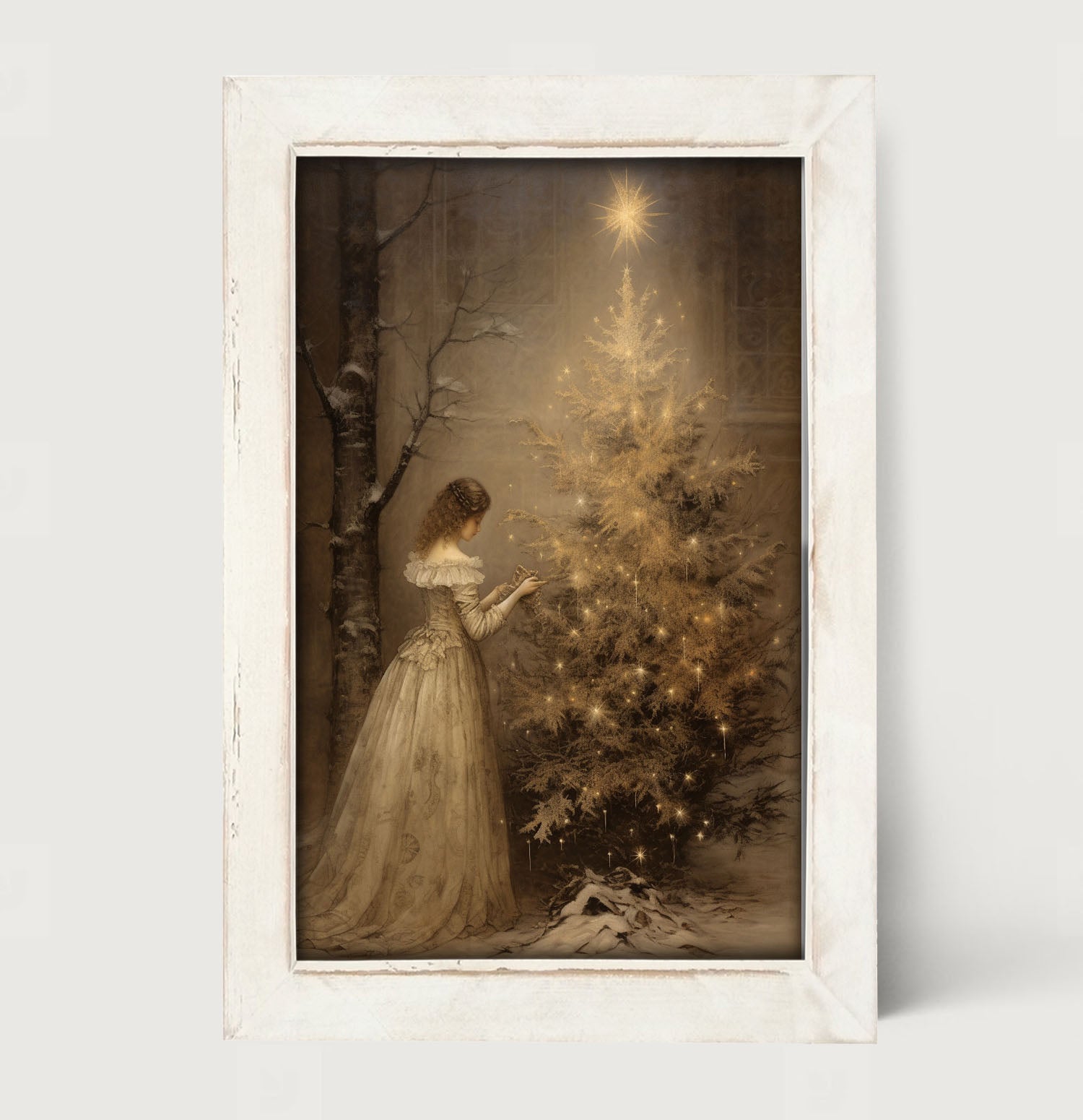 Victoria with Christmas Tree - Framed Art