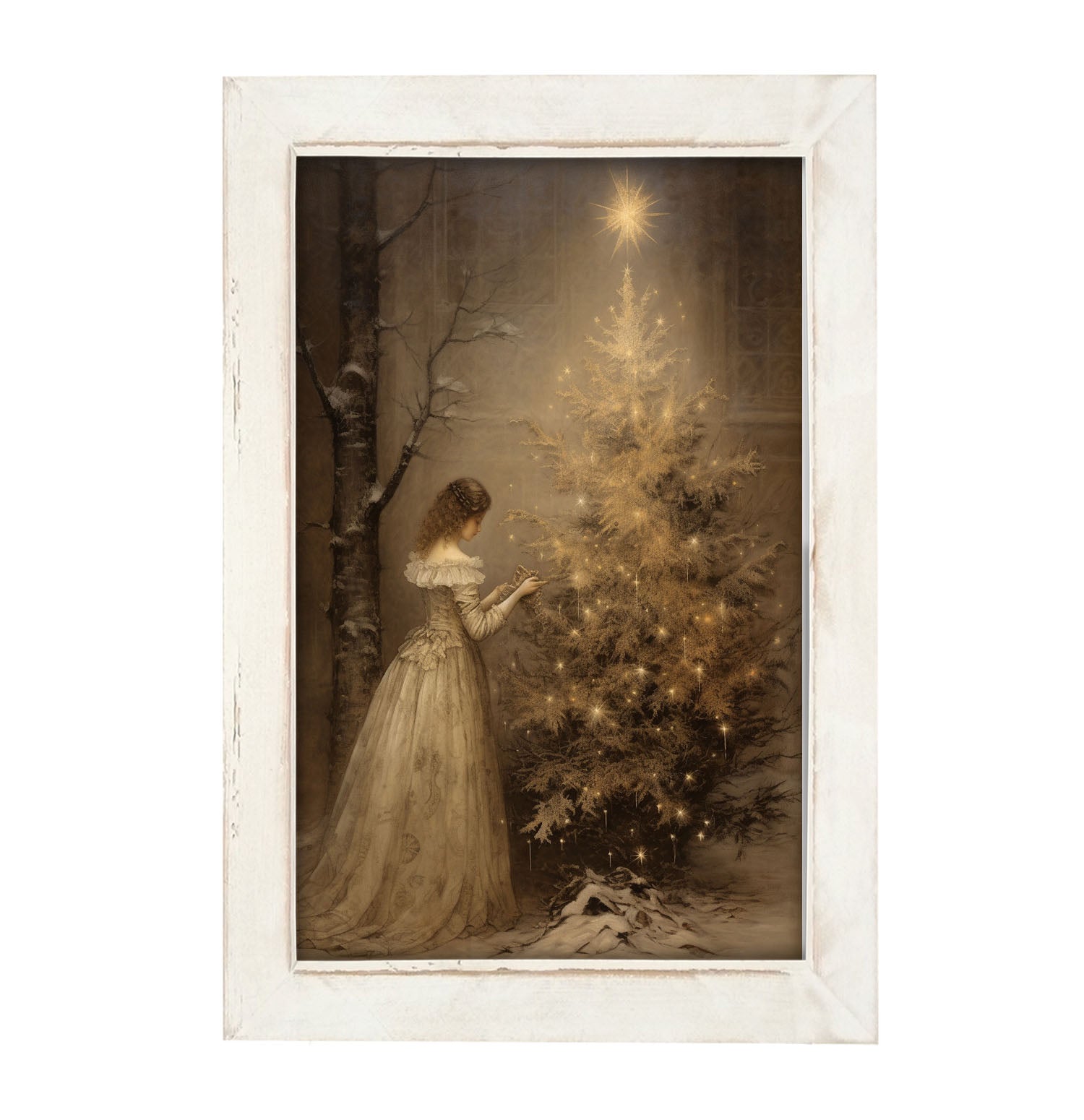 Victoria with Christmas Tree - Framed Art