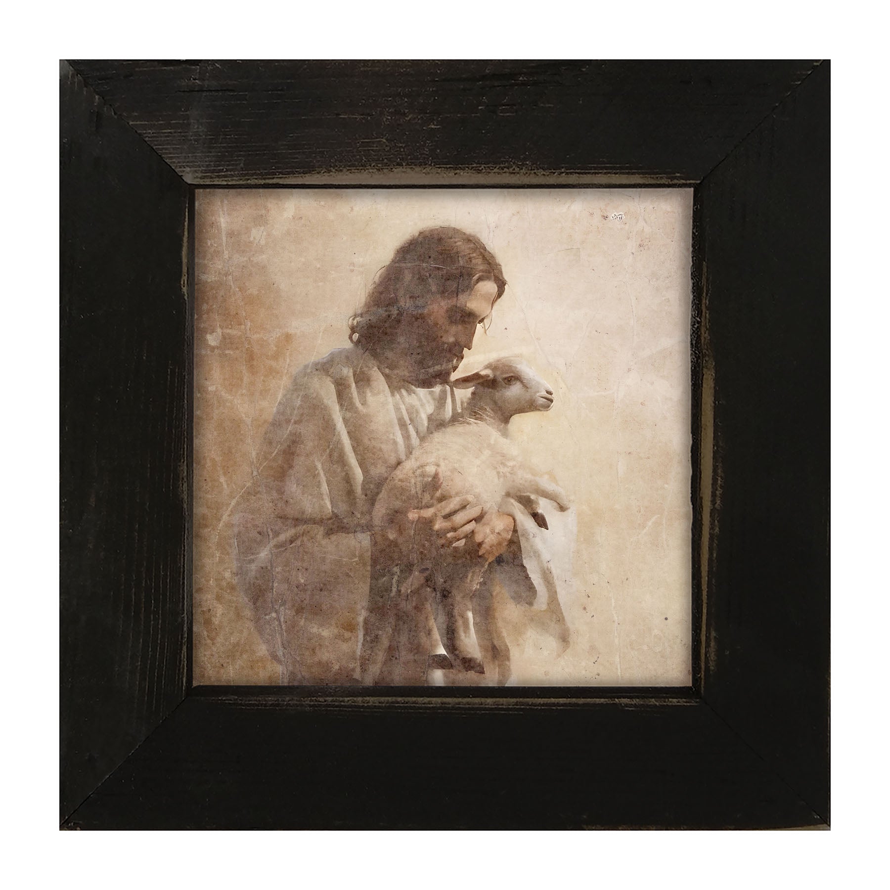 Jesus with a lamb - Framed Art