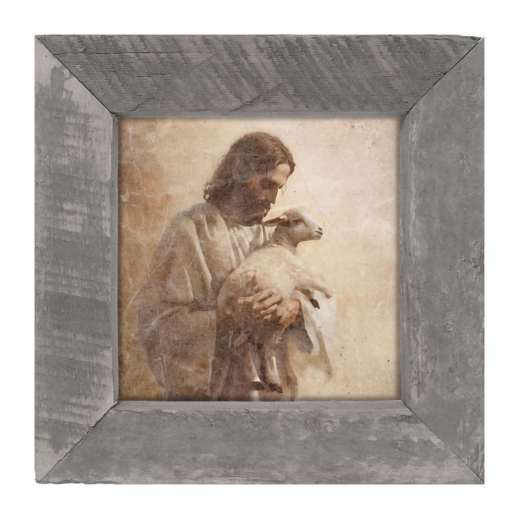 Jesus with a lamb - Framed Art