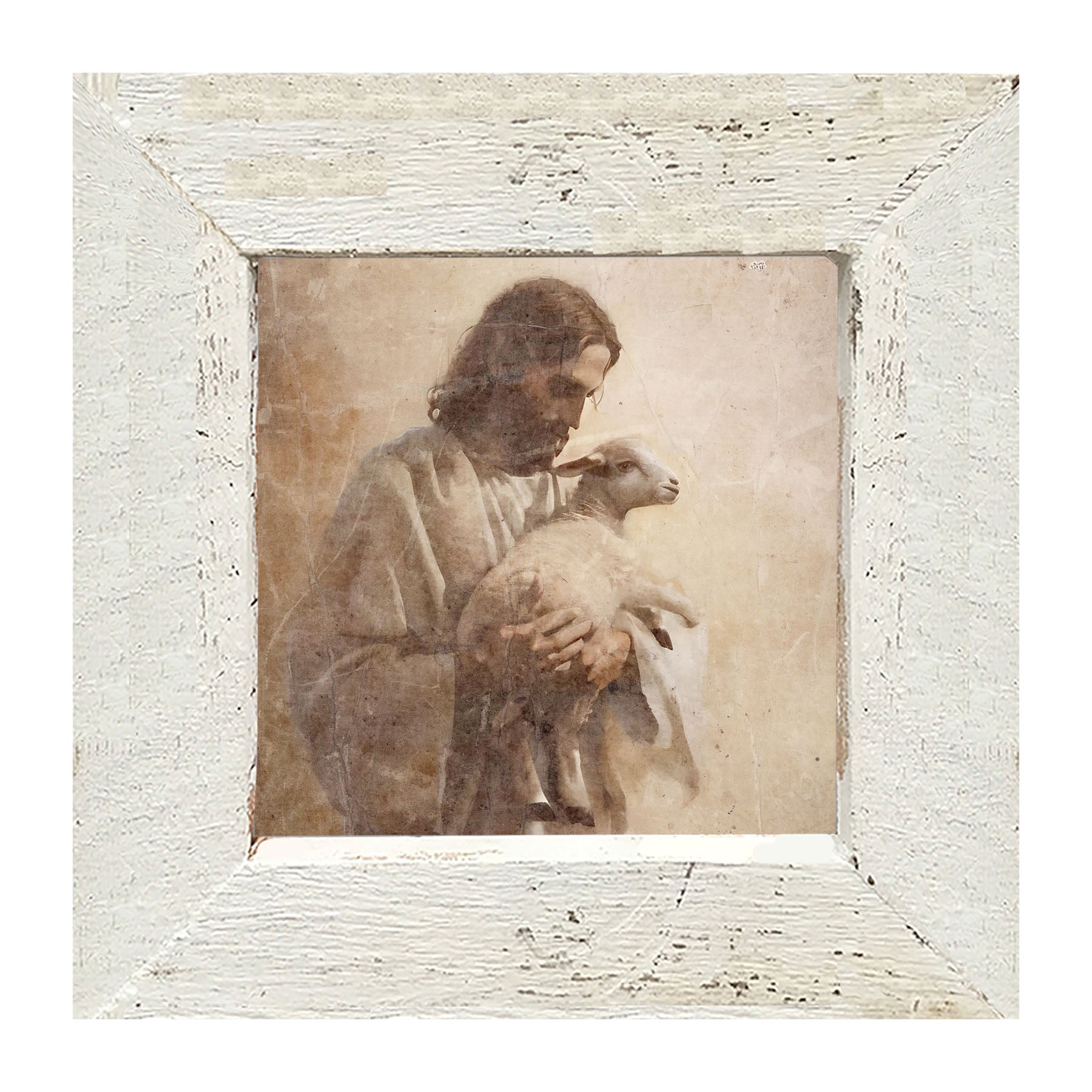 Jesus with a lamb - Framed Art