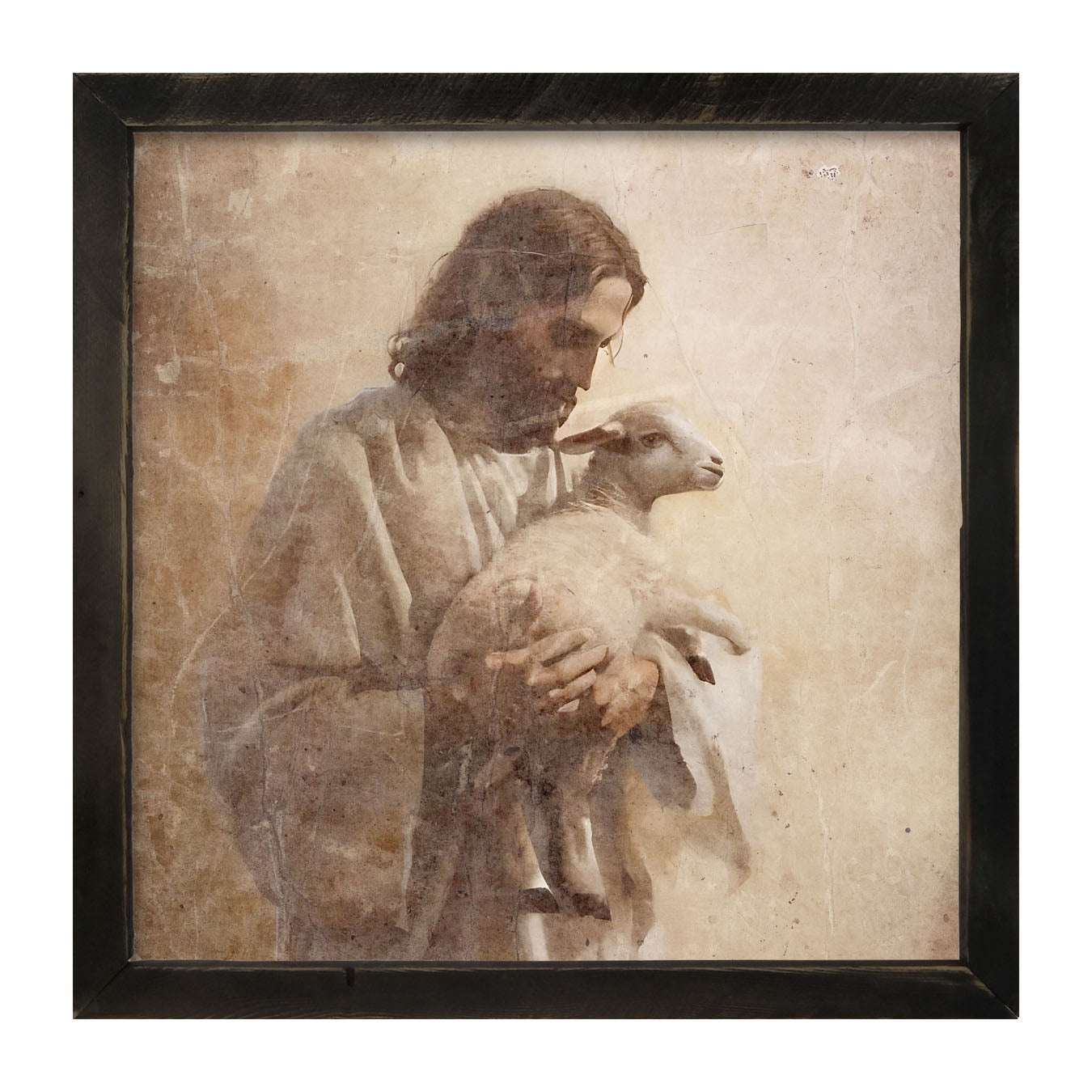 Jesus with a lamb - Framed Art