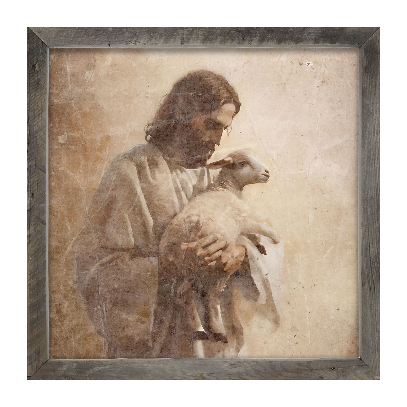 Jesus with a lamb - Framed Art