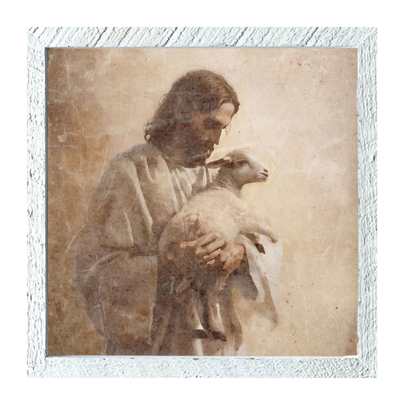 Jesus with a lamb - Framed Art