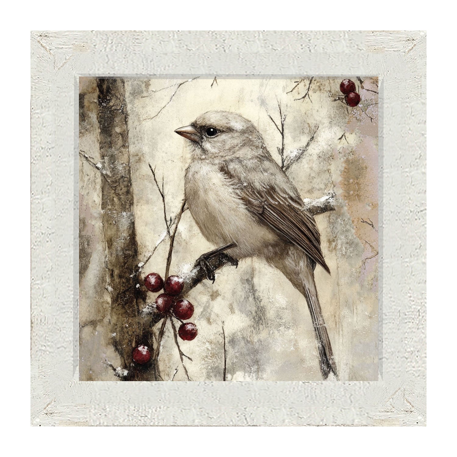 Bird with Berries - Framed Art