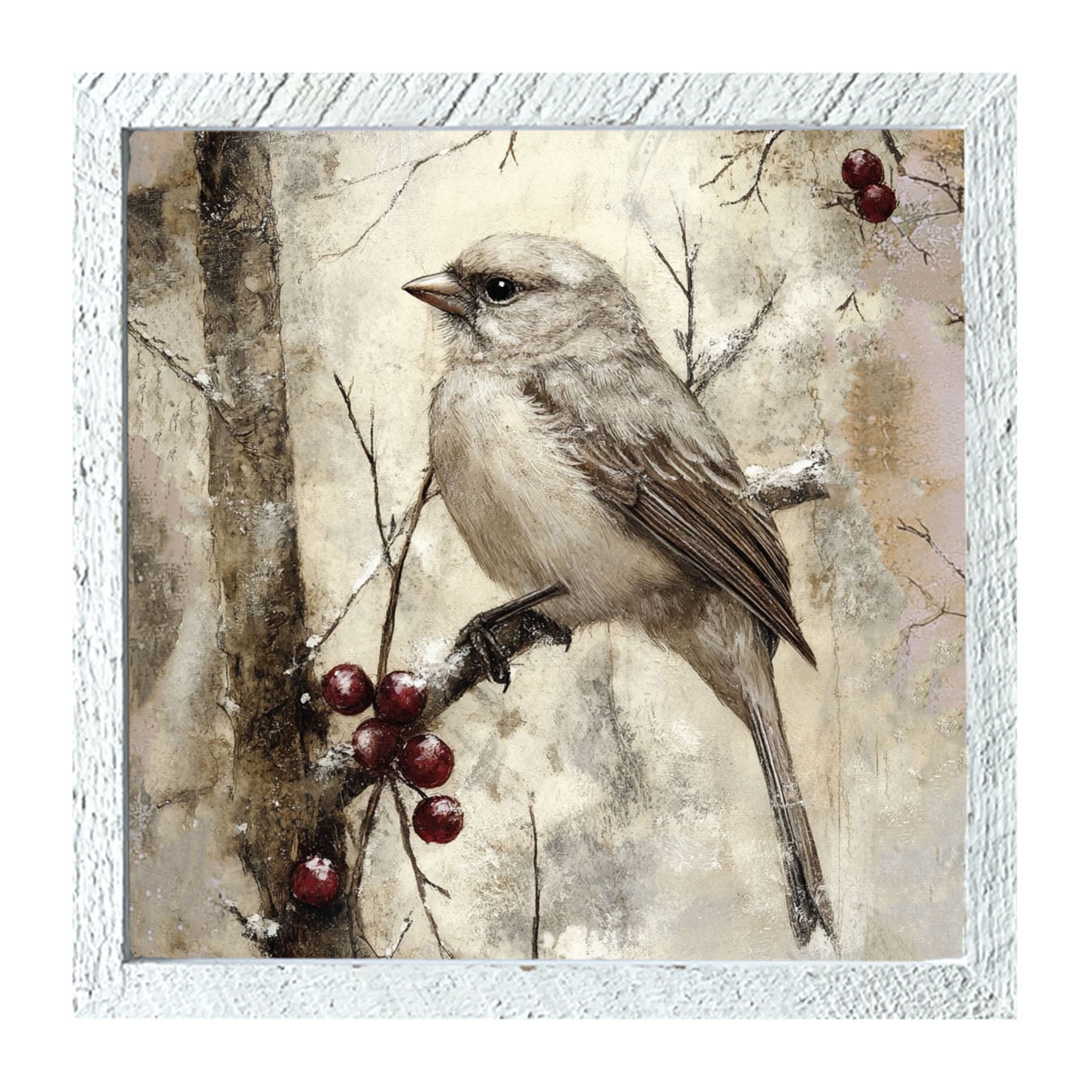 Bird with Berries - Framed Art