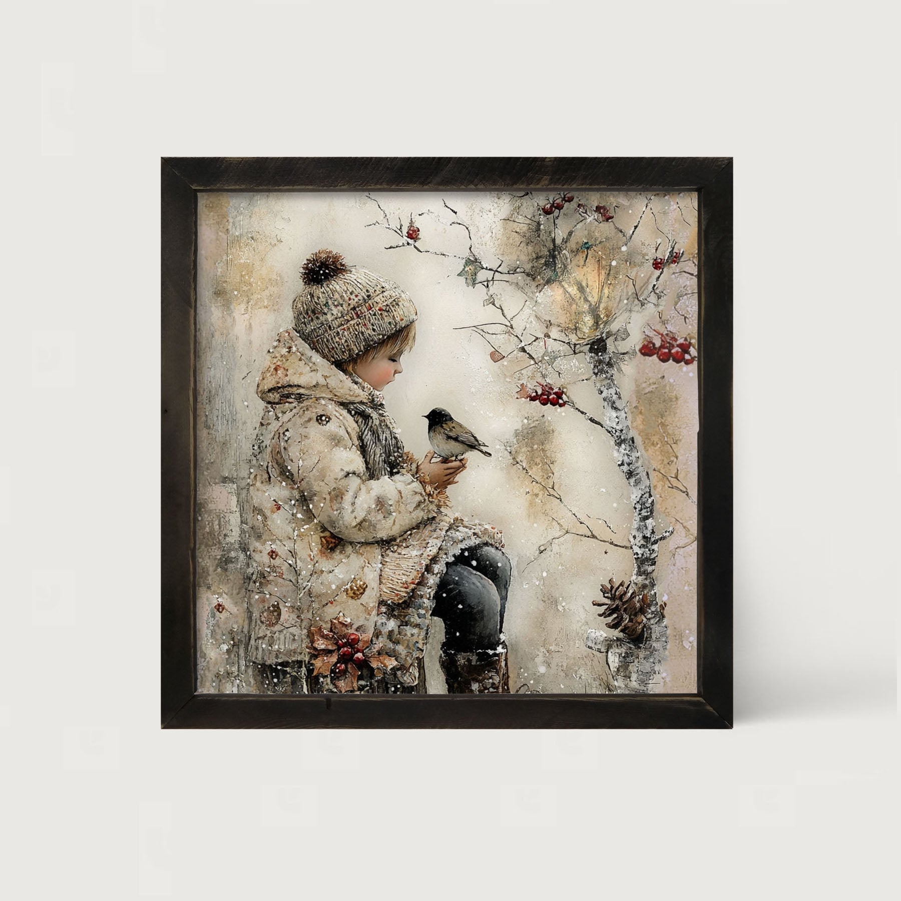 Winter Girl with bird