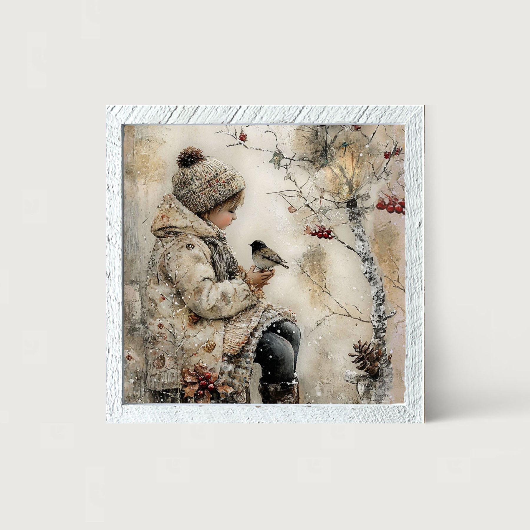 Winter Girl with bird