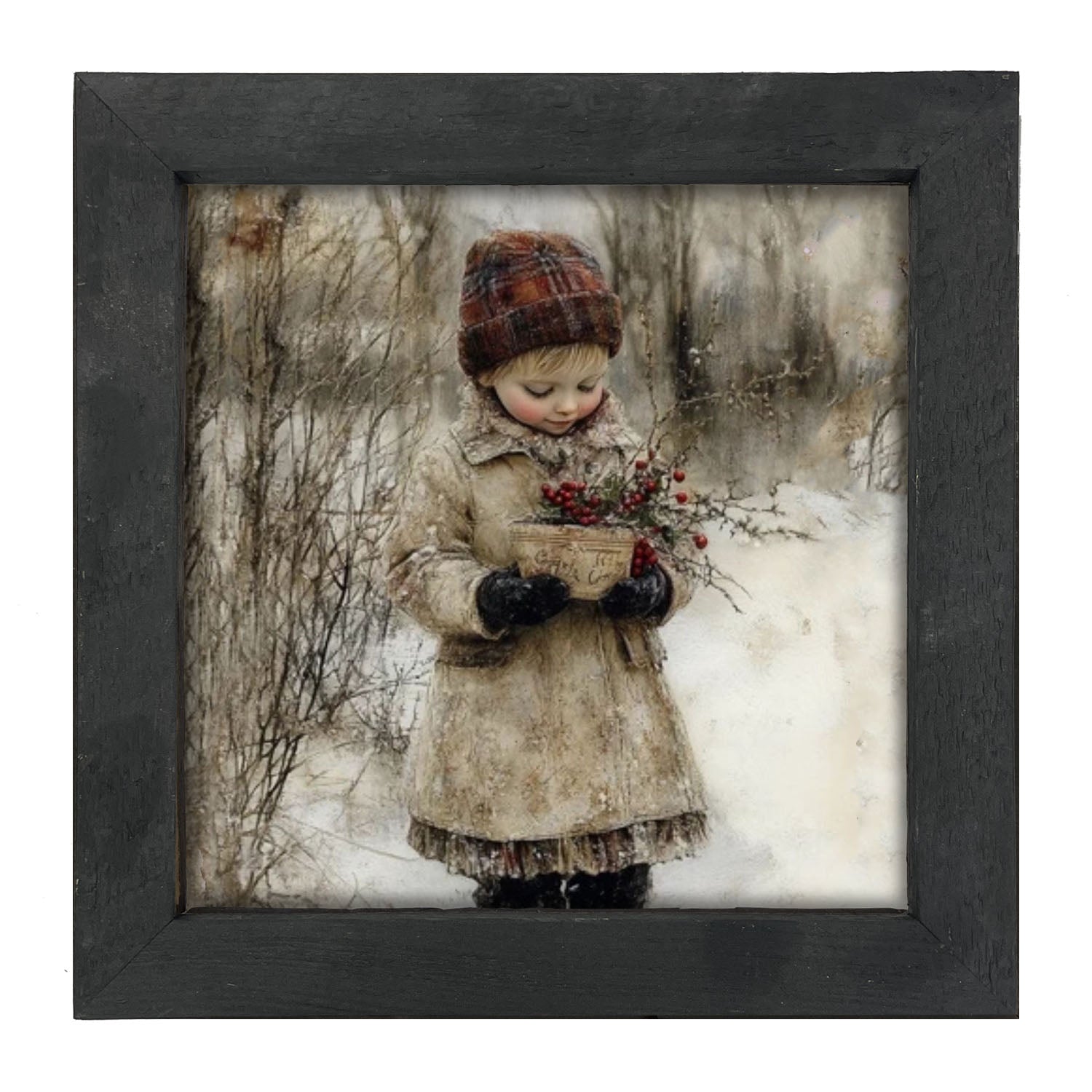Girl with Red Berries - Framed Art