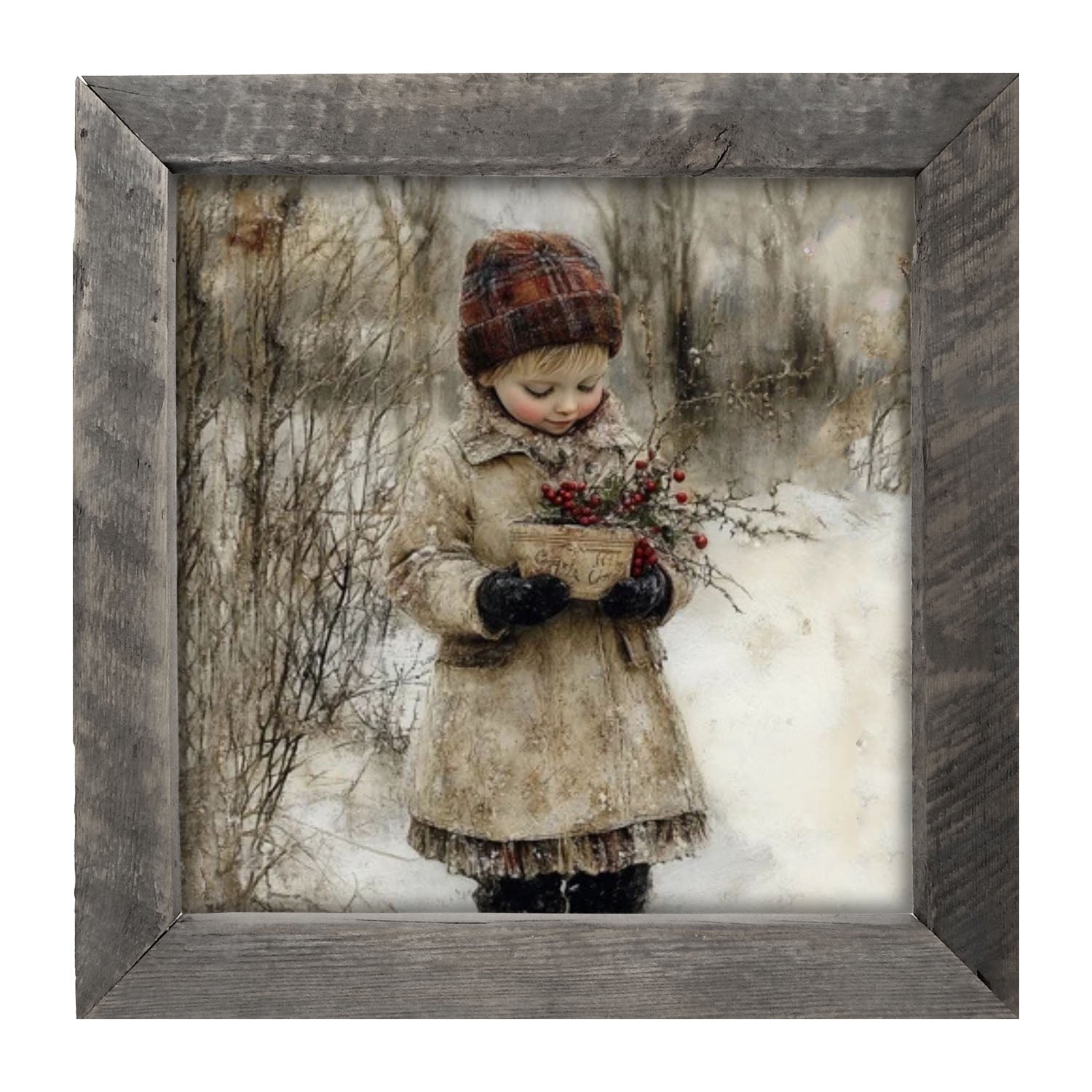 Girl with Red Berries - Framed Art