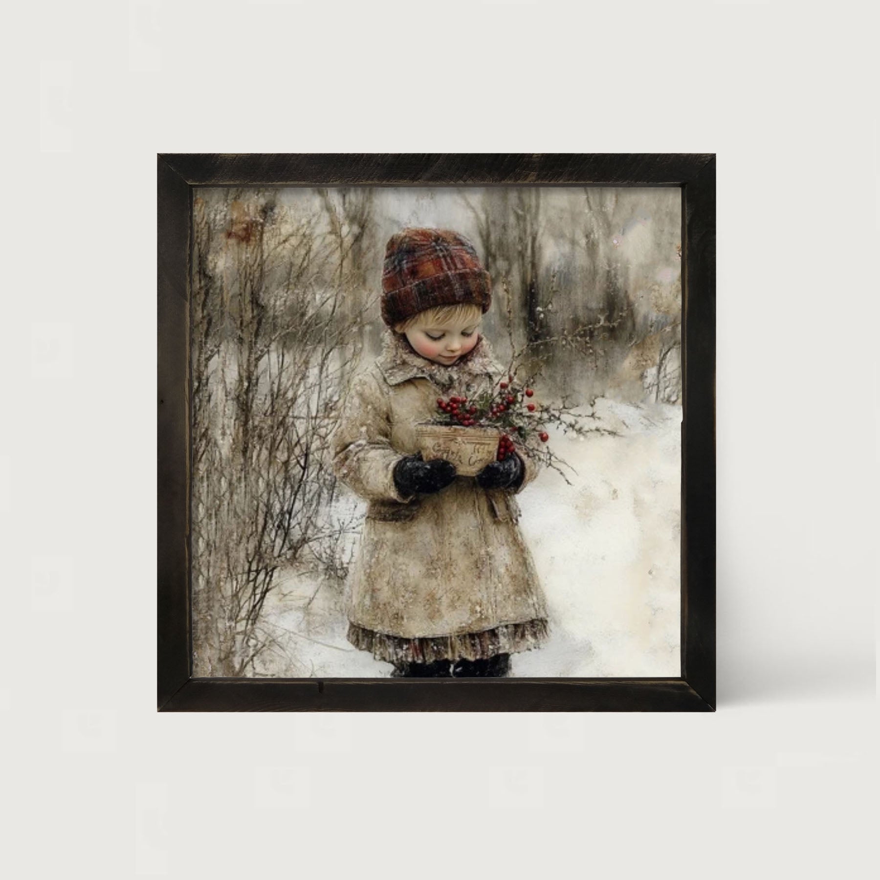 Girl with Red Berries - Framed Art