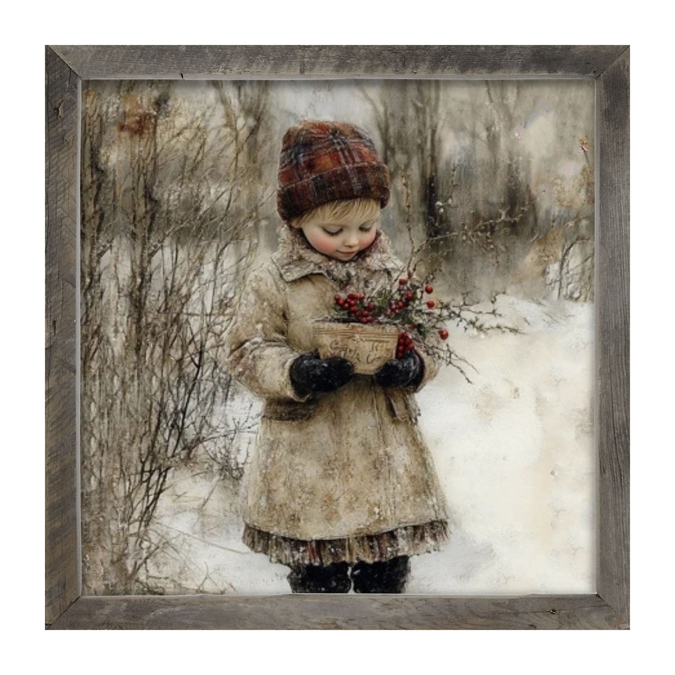 Girl with Red Berries - Framed Art