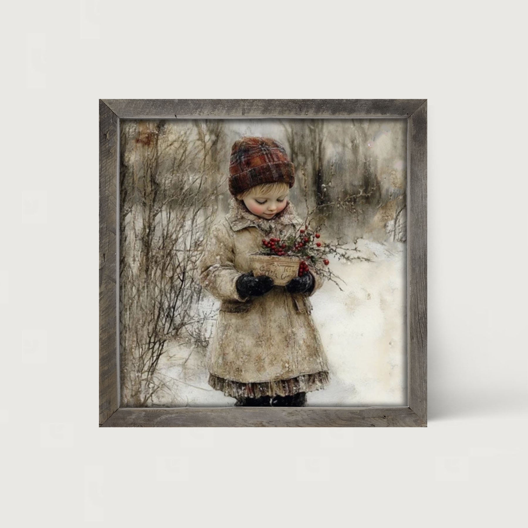 Girl with Red Berries - Framed Art
