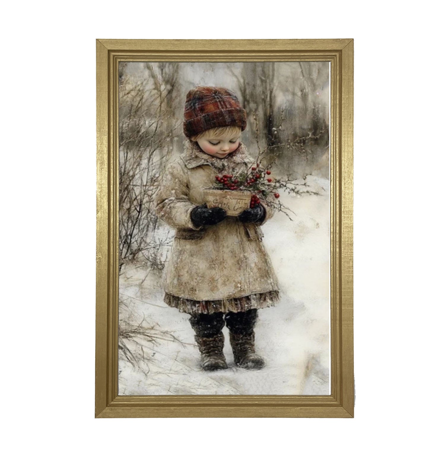 Girl with Red Berries - Framed Art