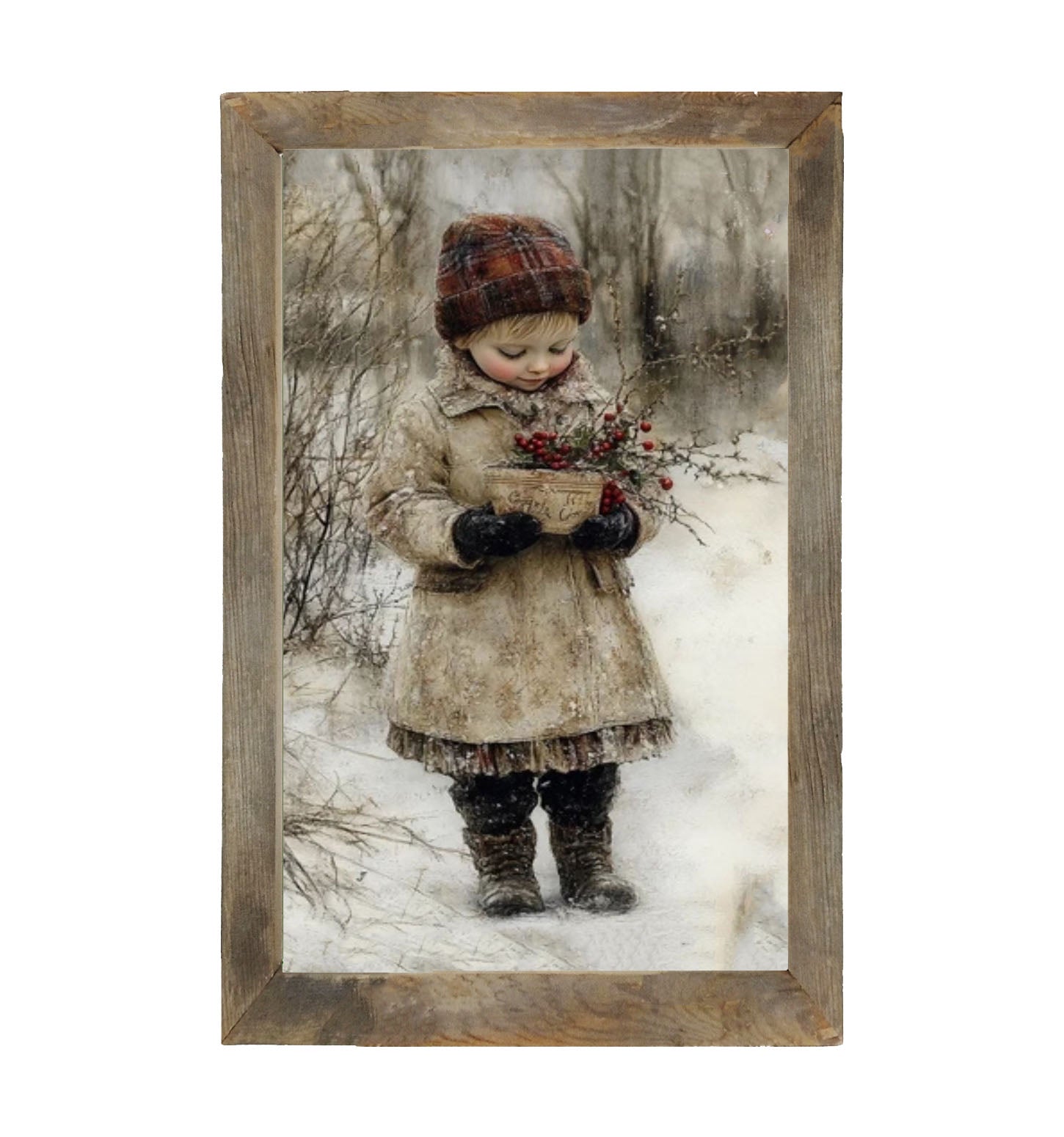 Girl with Red Berries - Framed Art