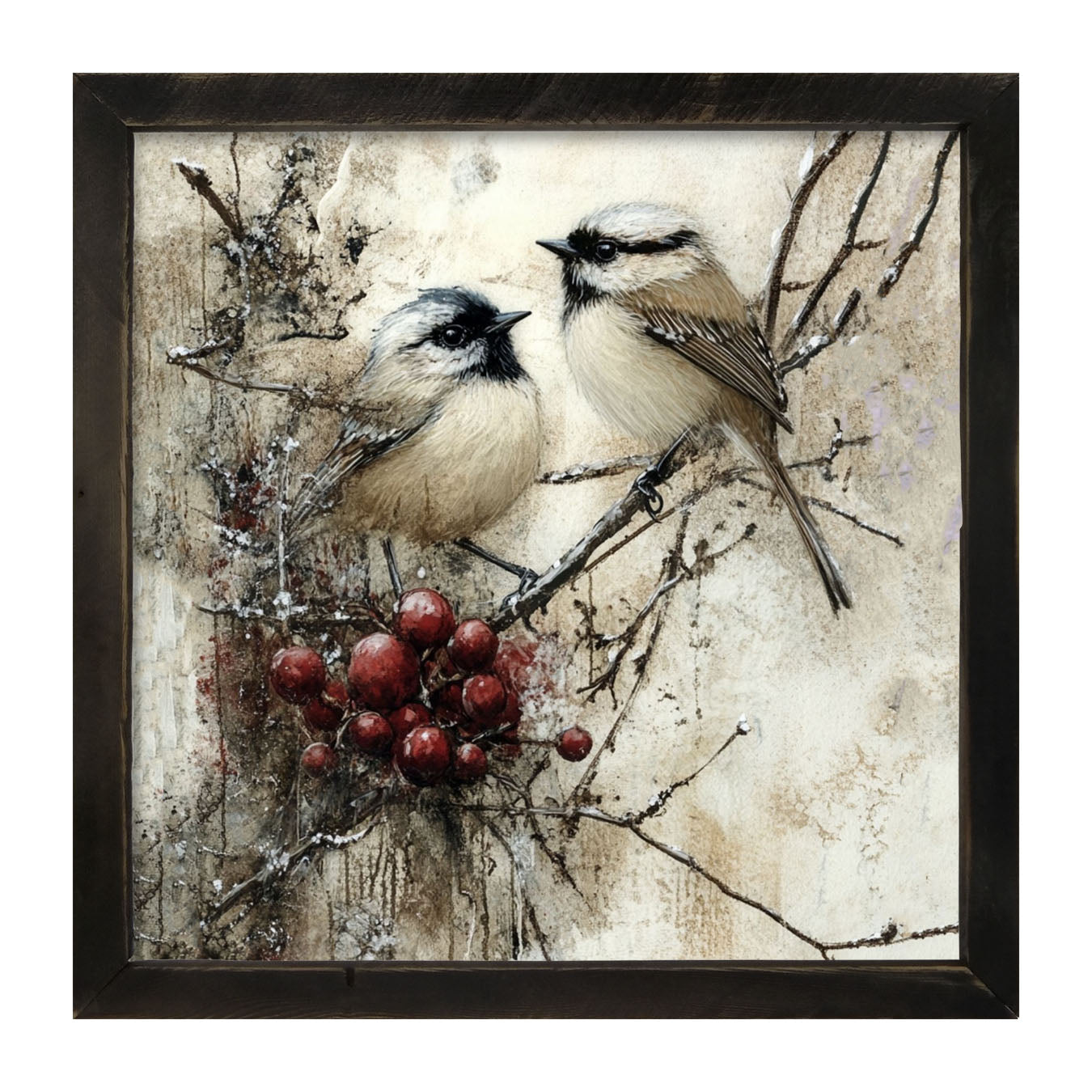 Two Birds with Berries - Framed Art