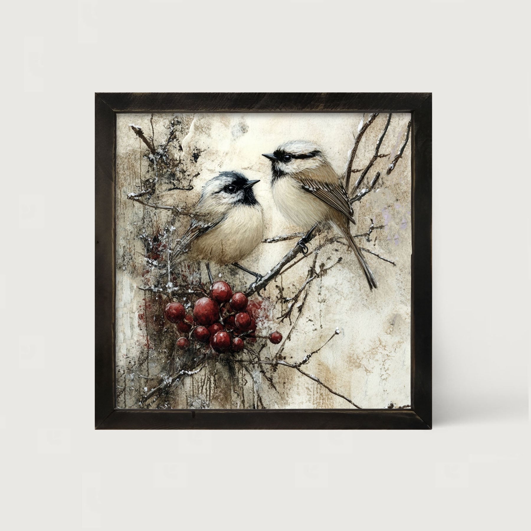 Two Birds with Berries - Framed Art