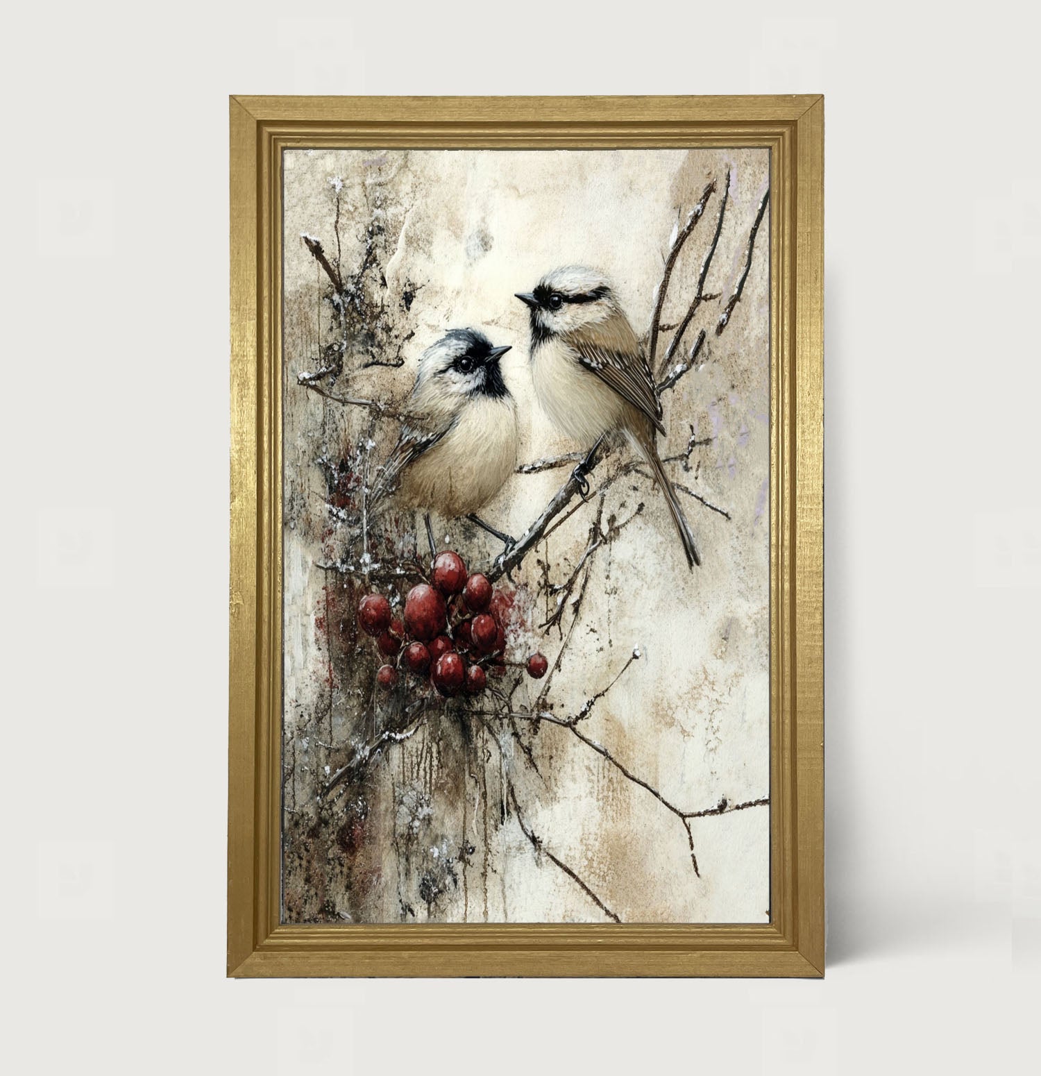 Two Birds with Berries - Framed Art