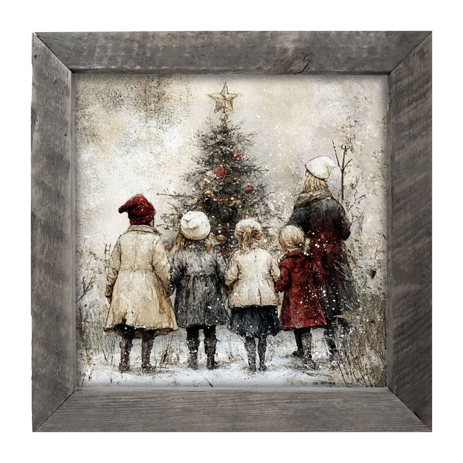Children at Christmas Time - Framed Art