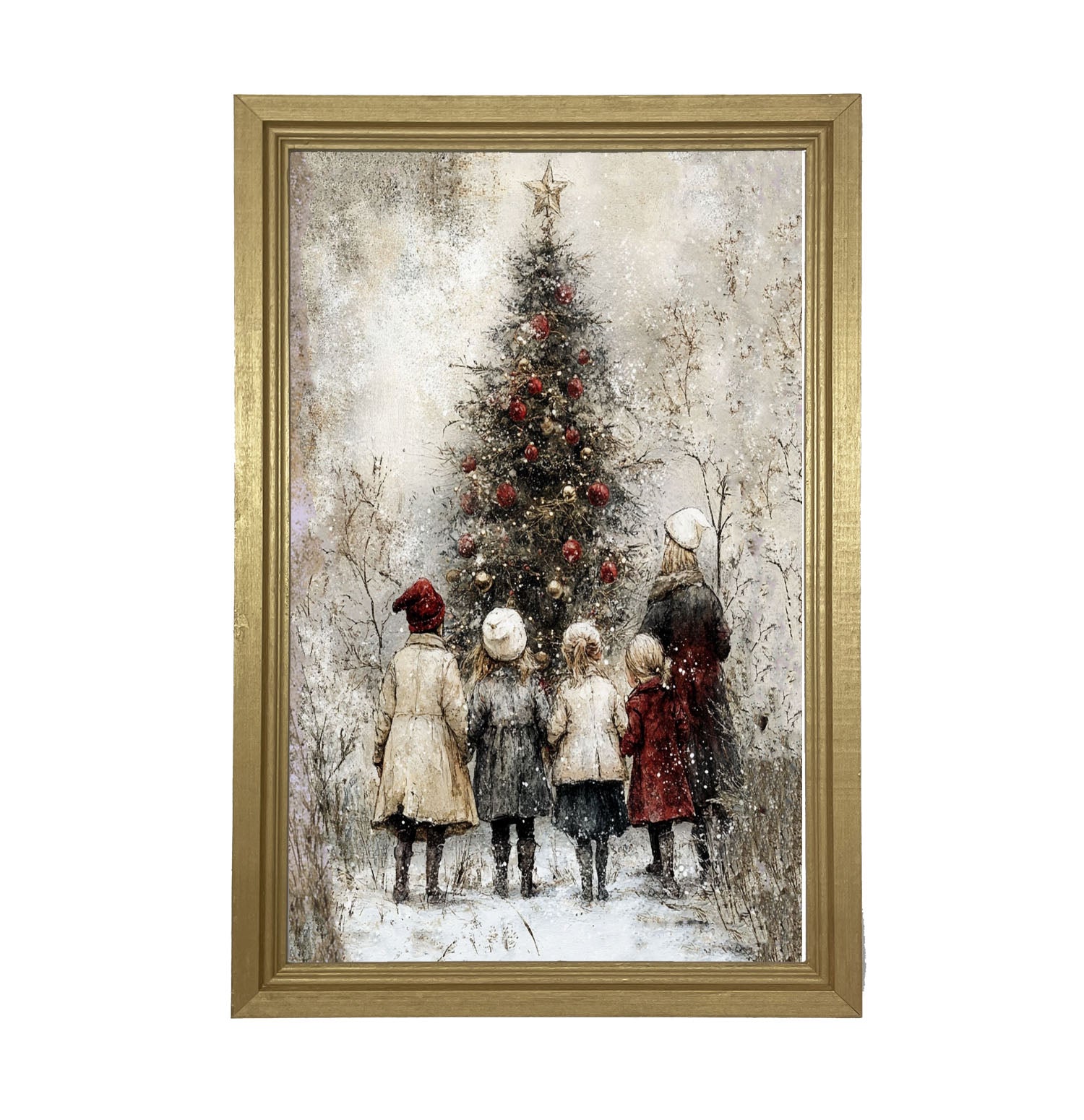 Children at Christmas Time - Framed Art