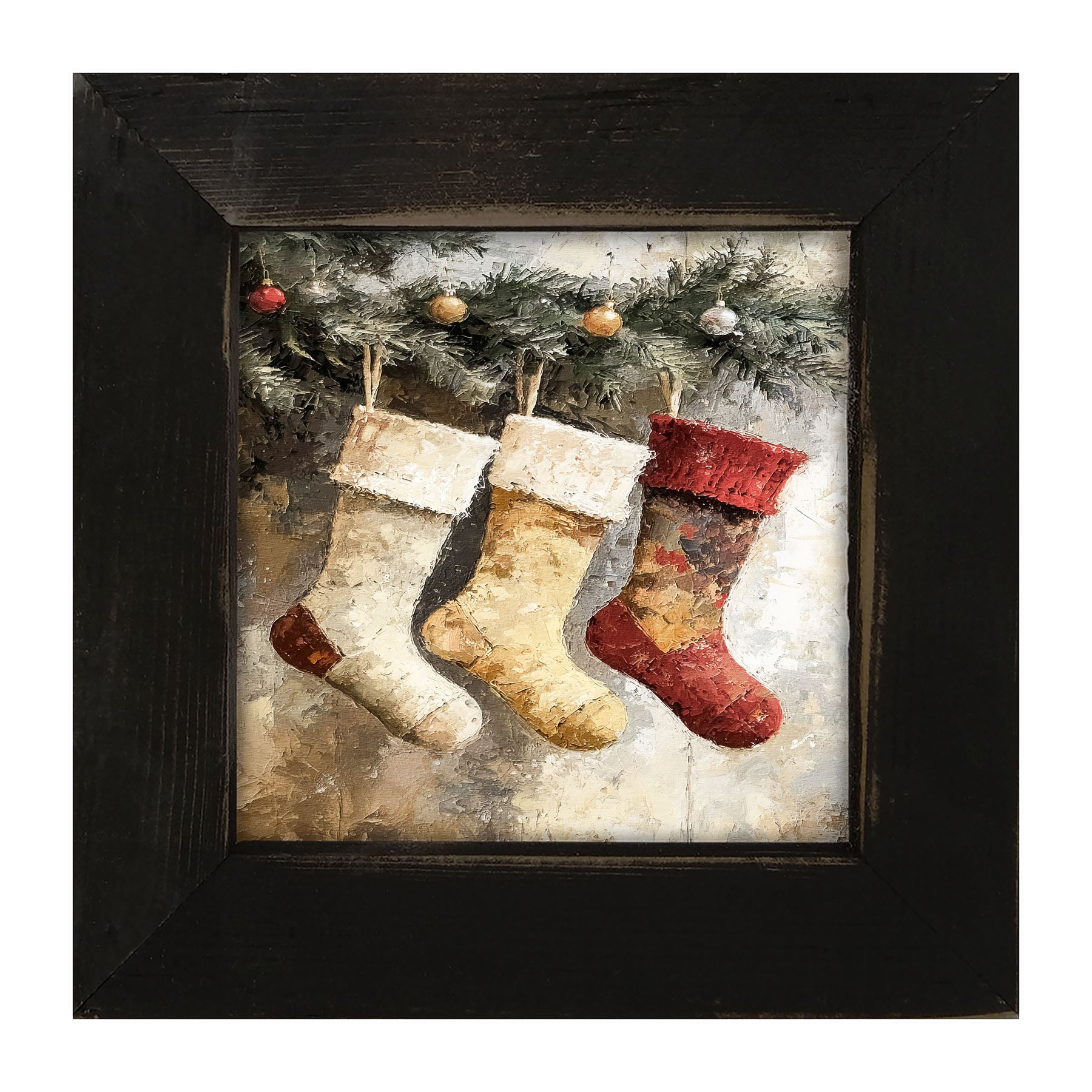 Stockings with Ornaments - Framed art