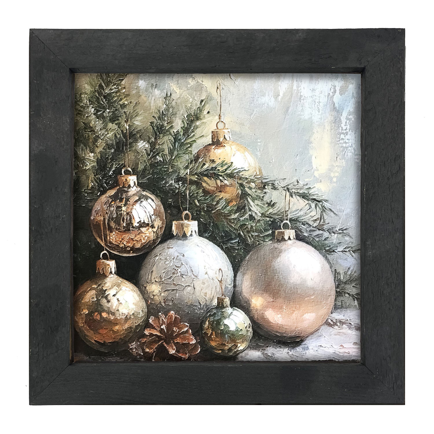 Silver and Gold Ornaments - Framed Art