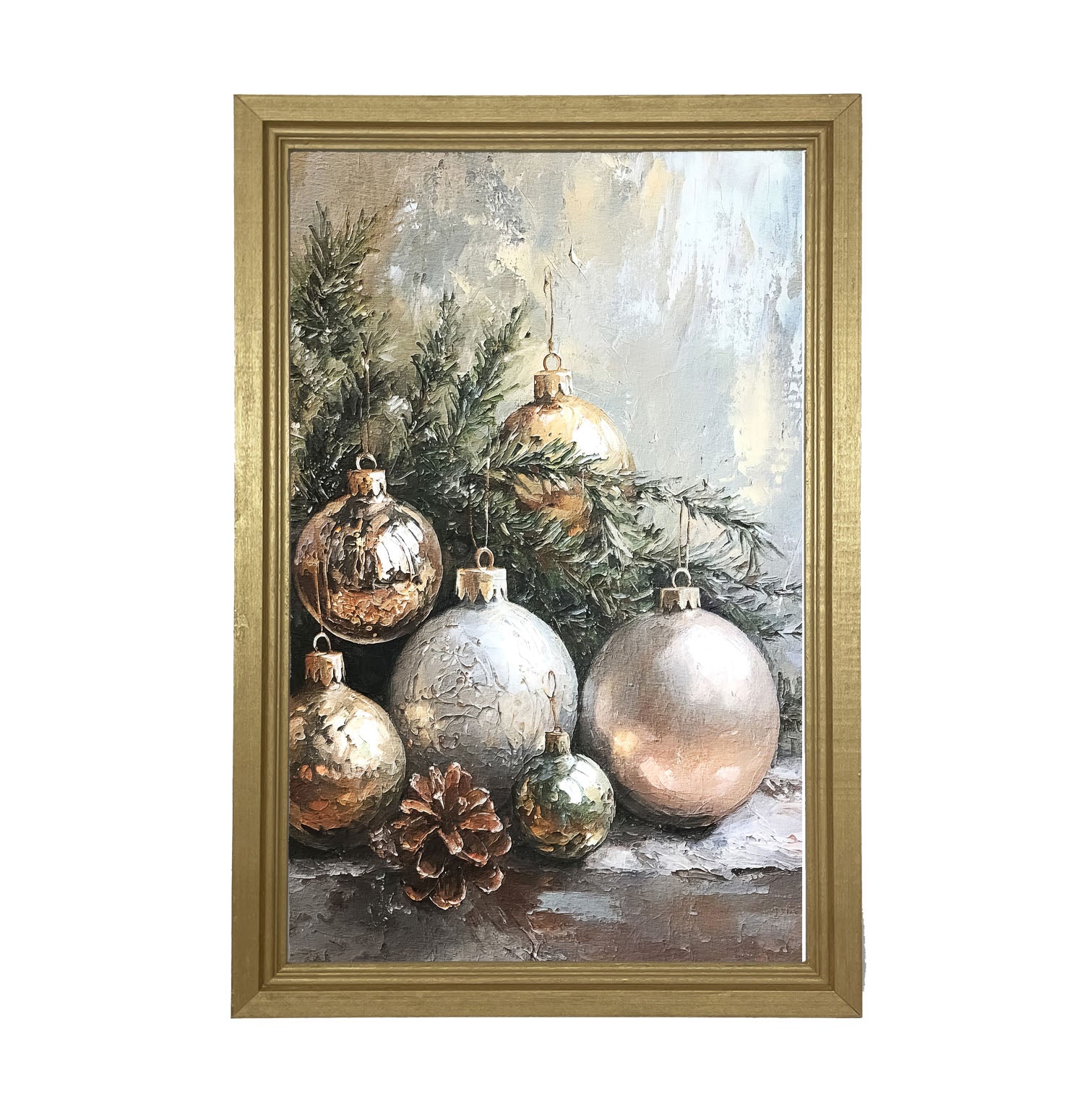 Silver and Gold Ornaments - Framed Art