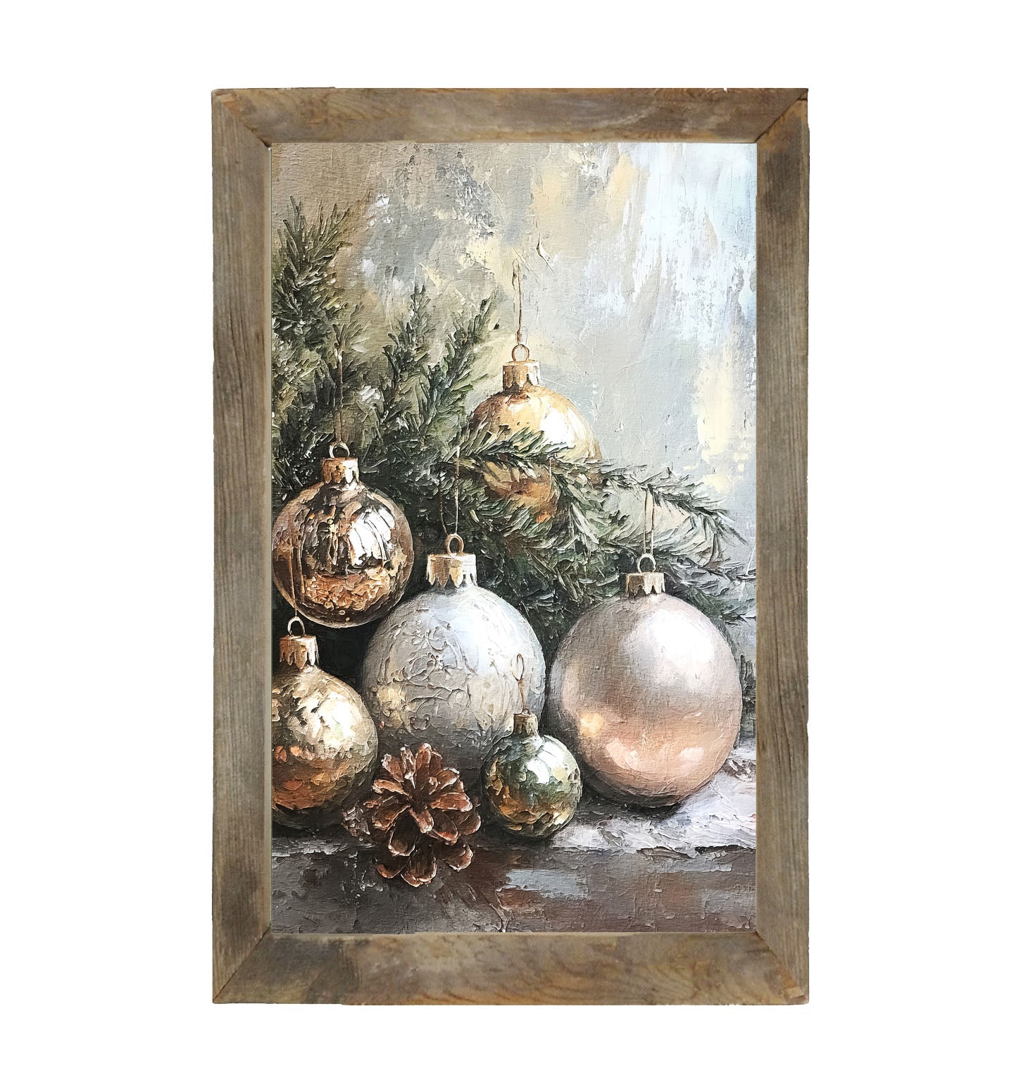 Silver and Gold Ornaments - Framed Art