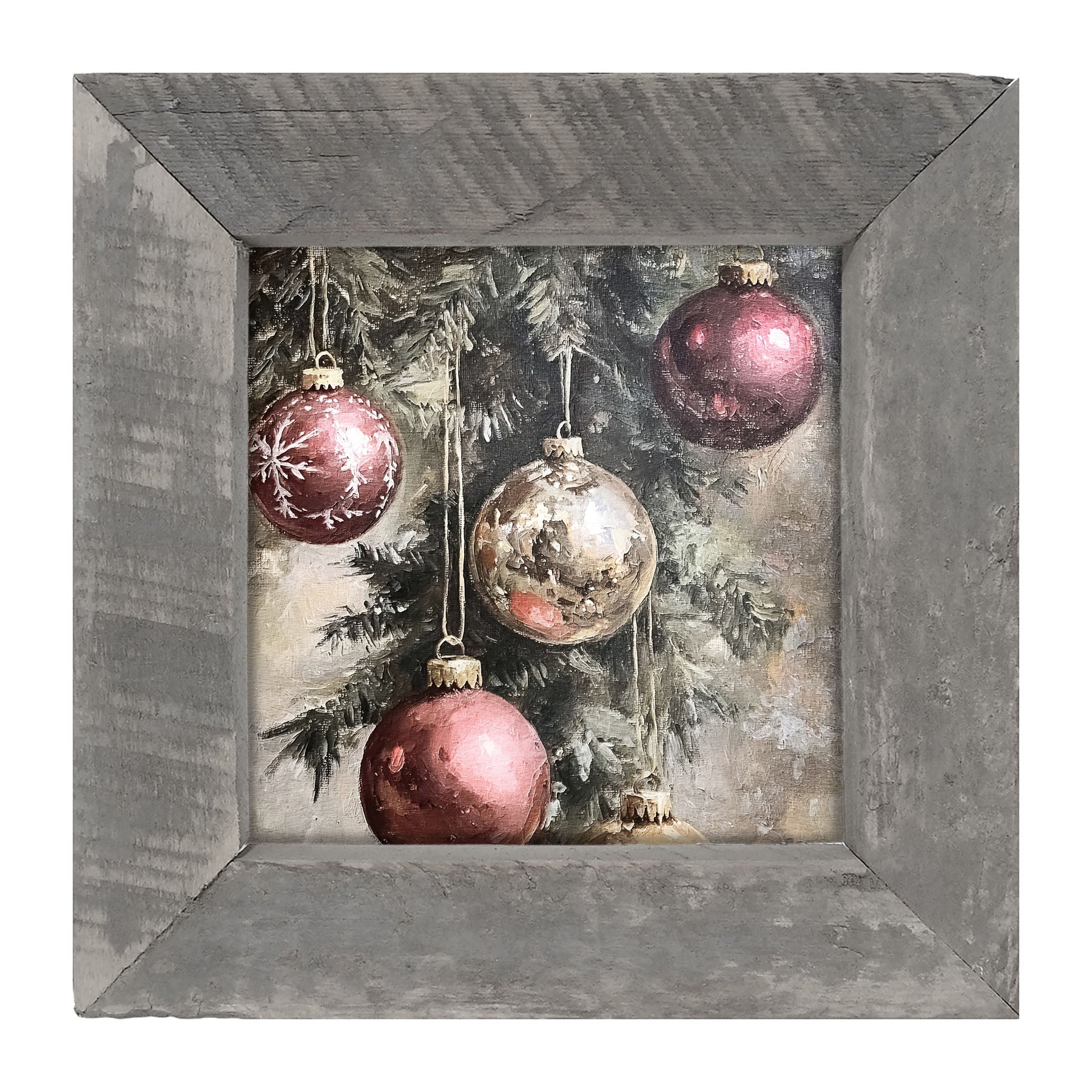 Ornaments on a Pine Branch - Framed art