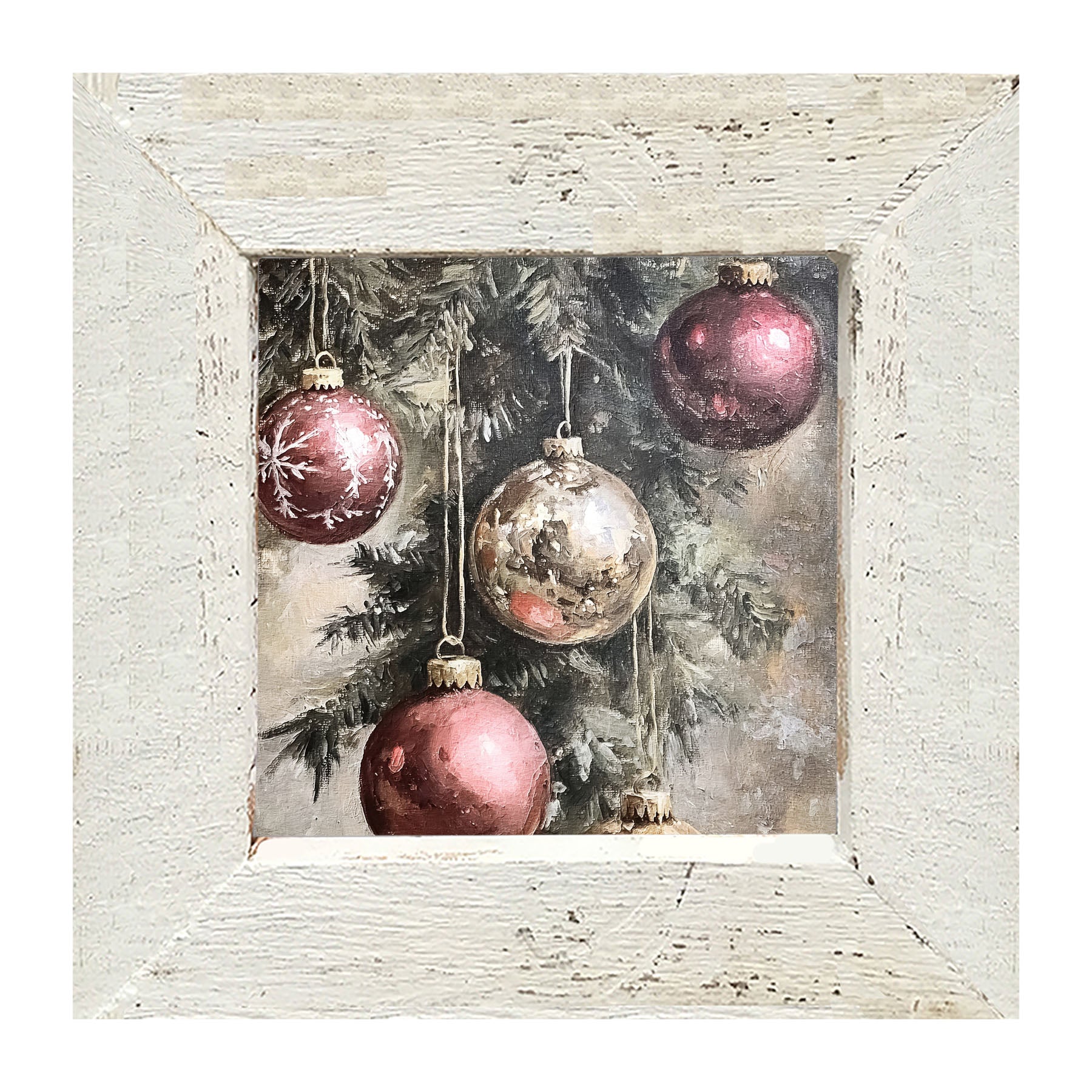 Ornaments on a Pine Branch - Framed art