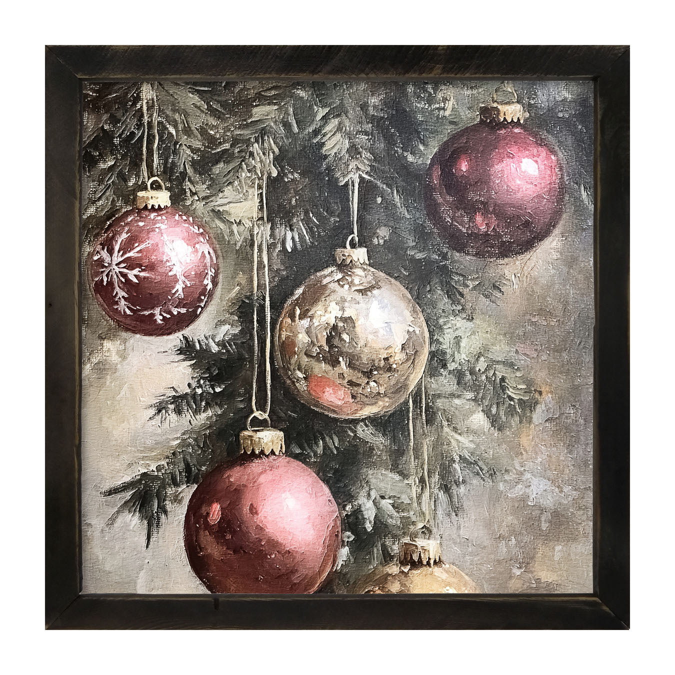 Ornaments on a Pine Branch - Framed art