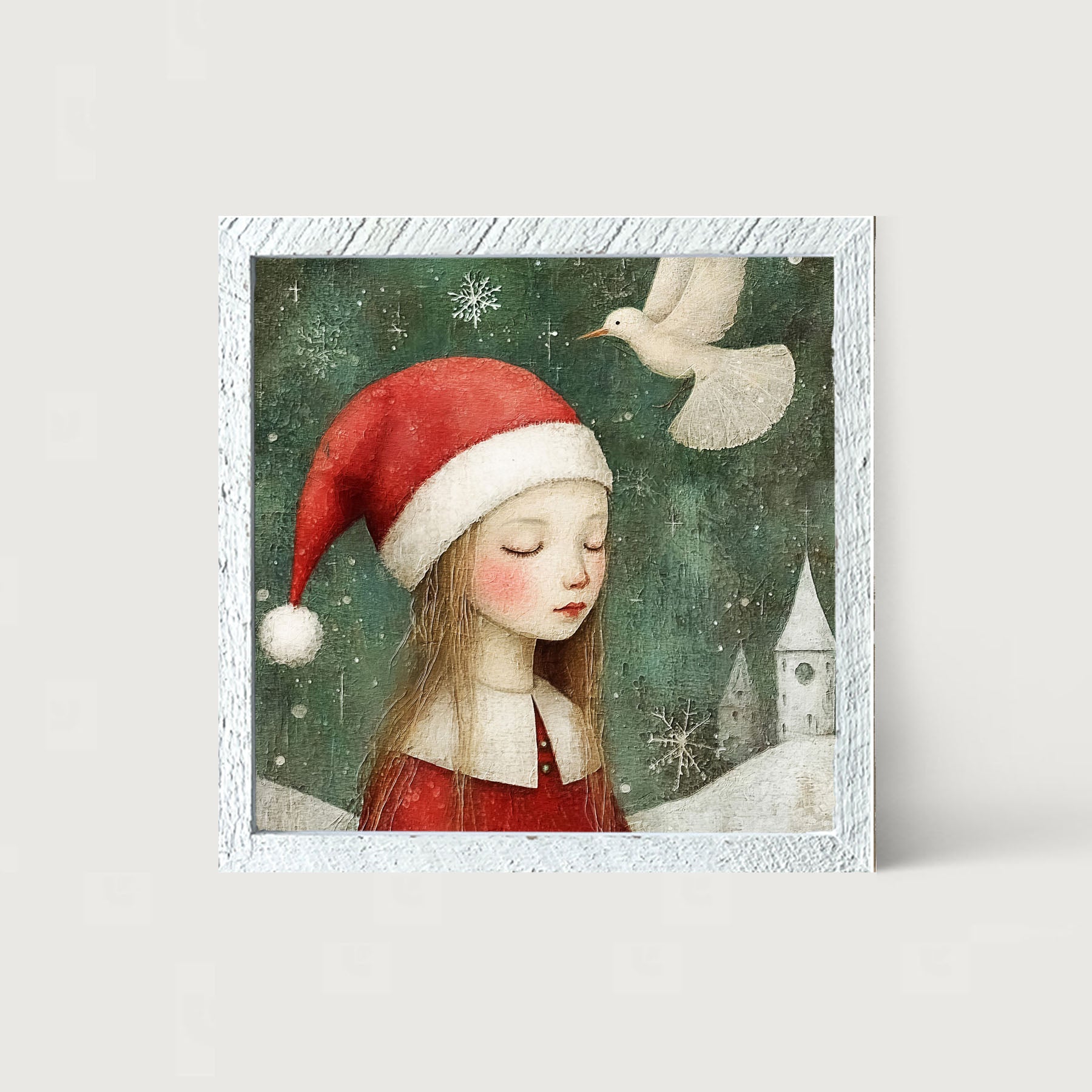 Christmas girl with dove