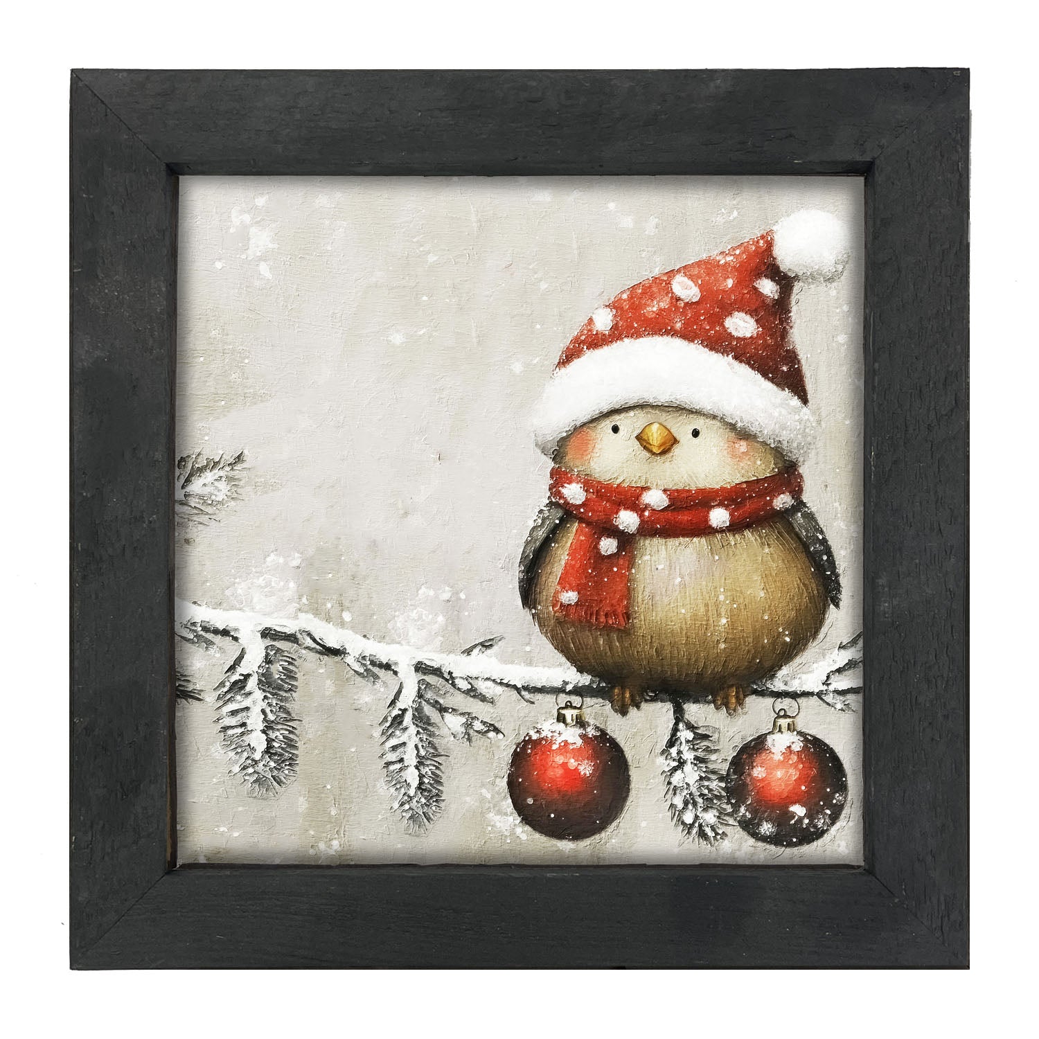 Christmas bird with Ornaments - Framed Art
