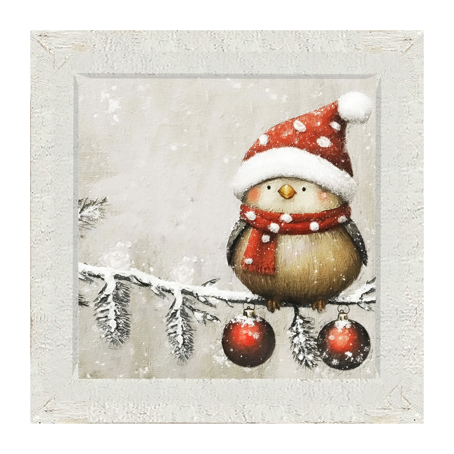 Christmas bird with Ornaments - Framed Art