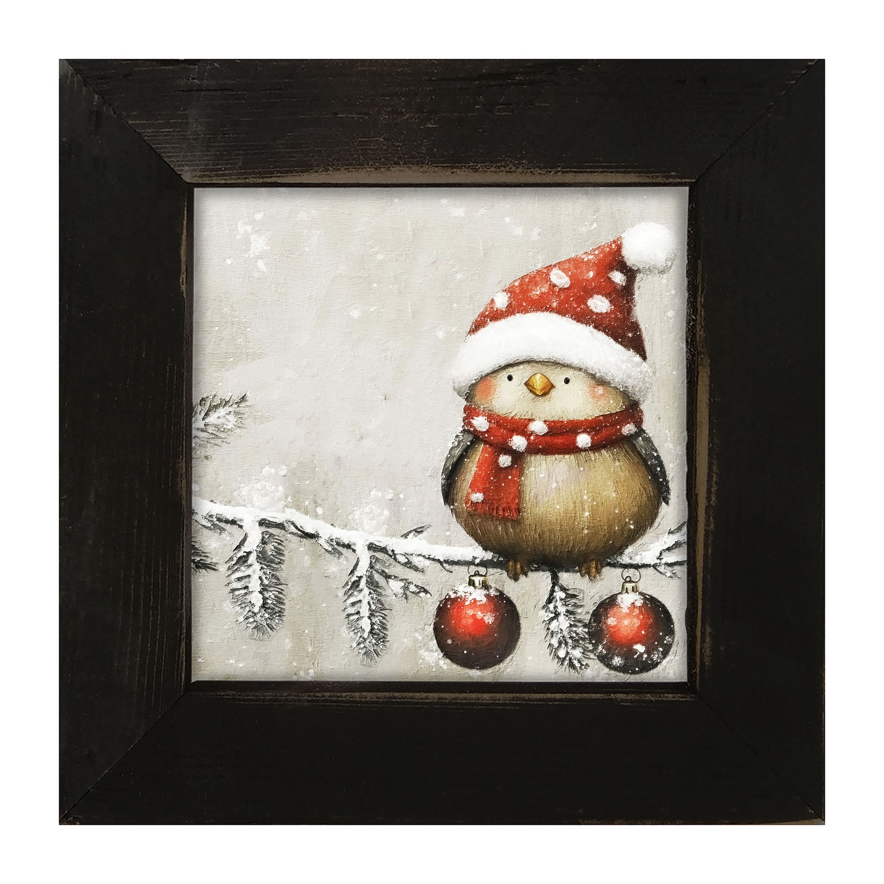 Christmas bird with Ornaments - Framed Art