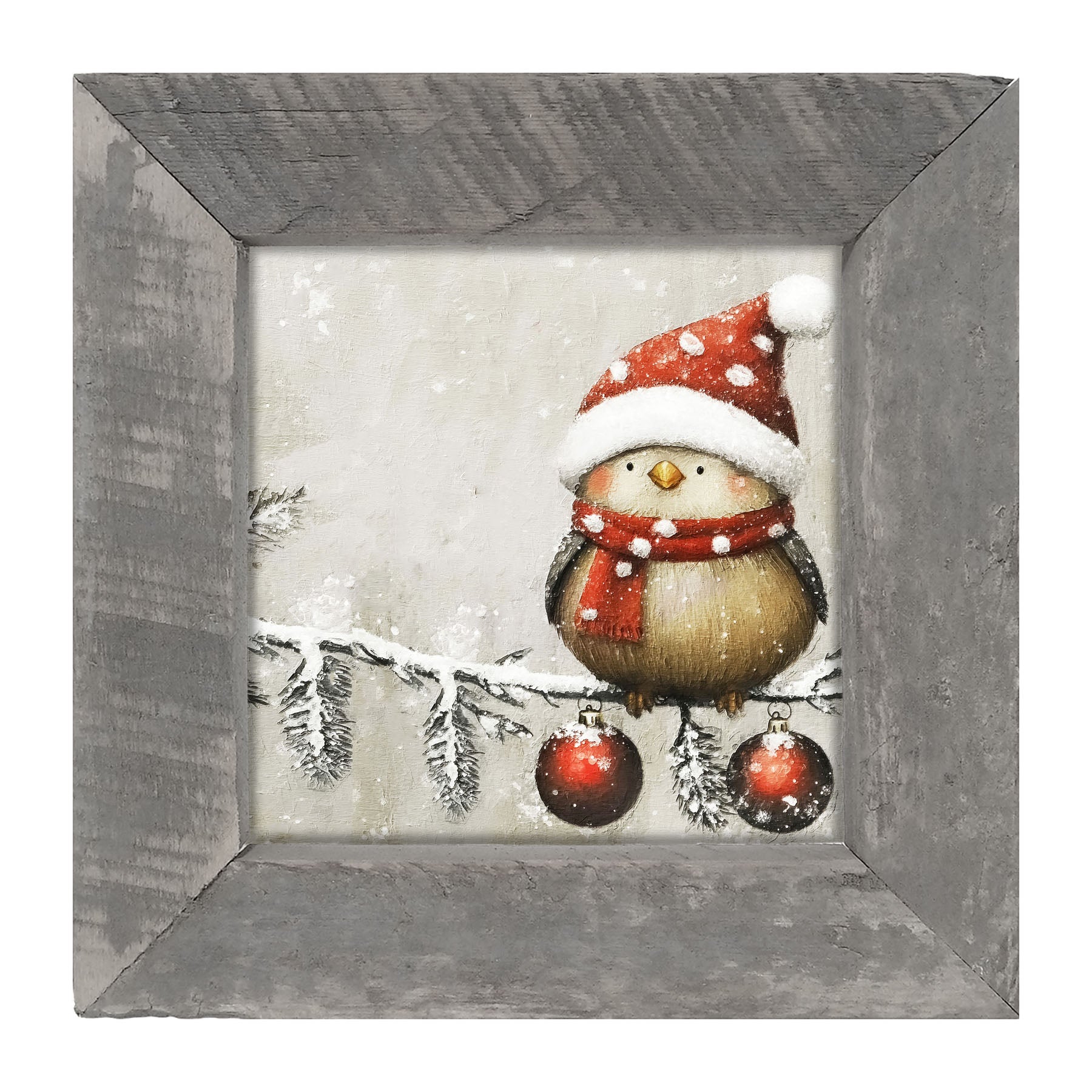Christmas bird with Ornaments - Framed Art